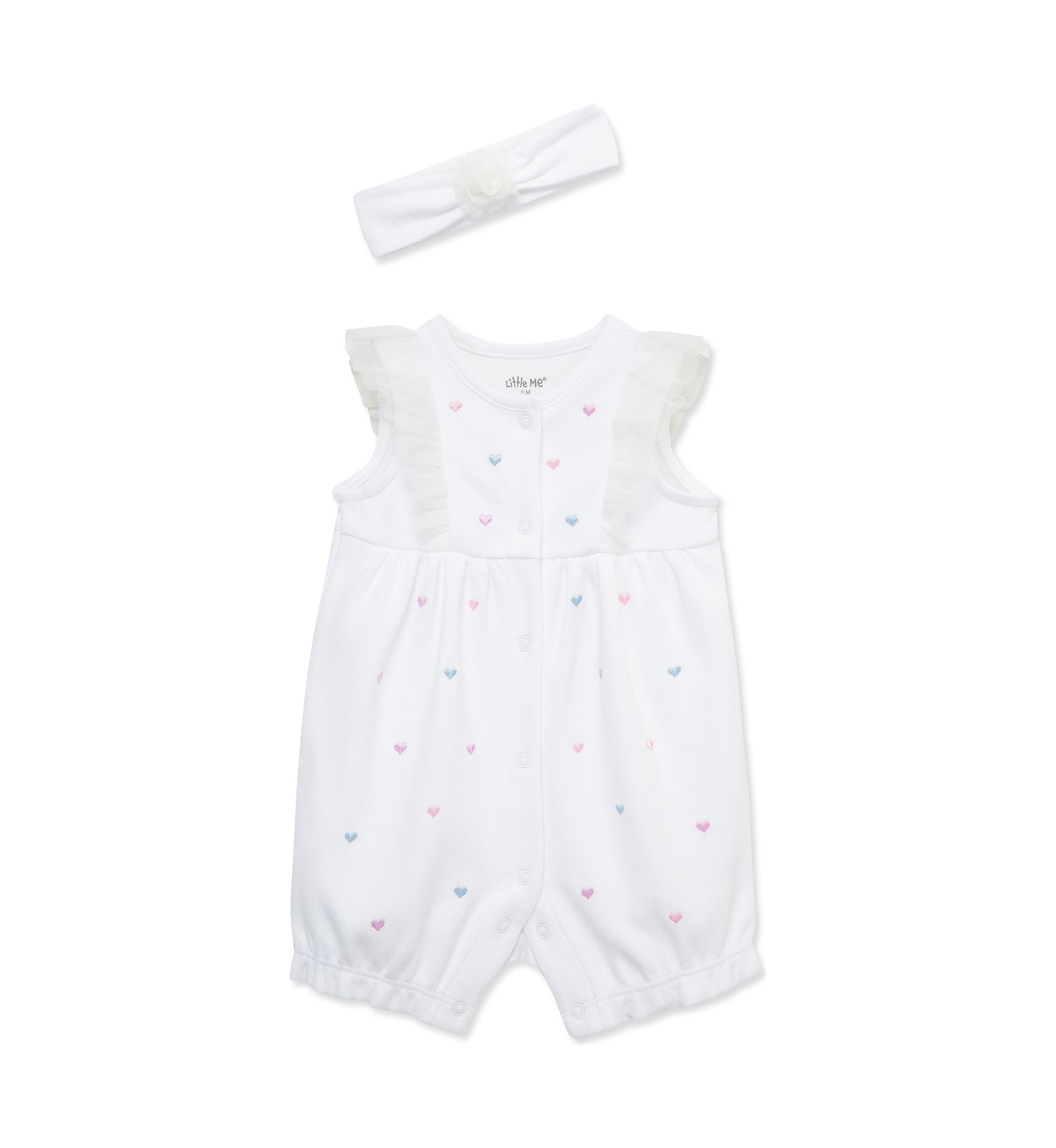 Baby Girls Hearts Romper with Headband