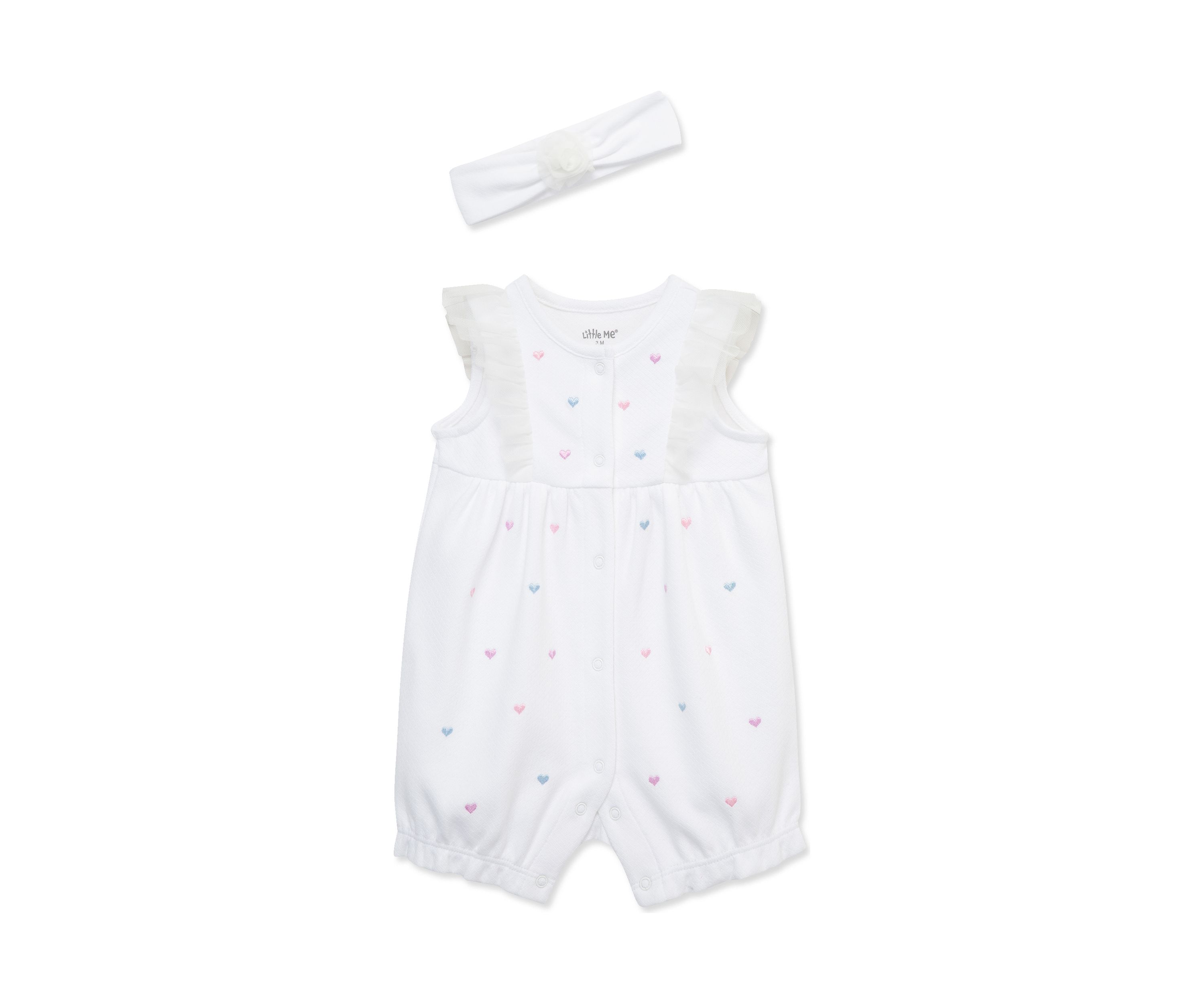 Baby Girls Hearts Romper with Headband