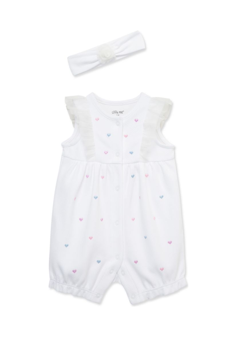Baby Girls Hearts Romper with Headband