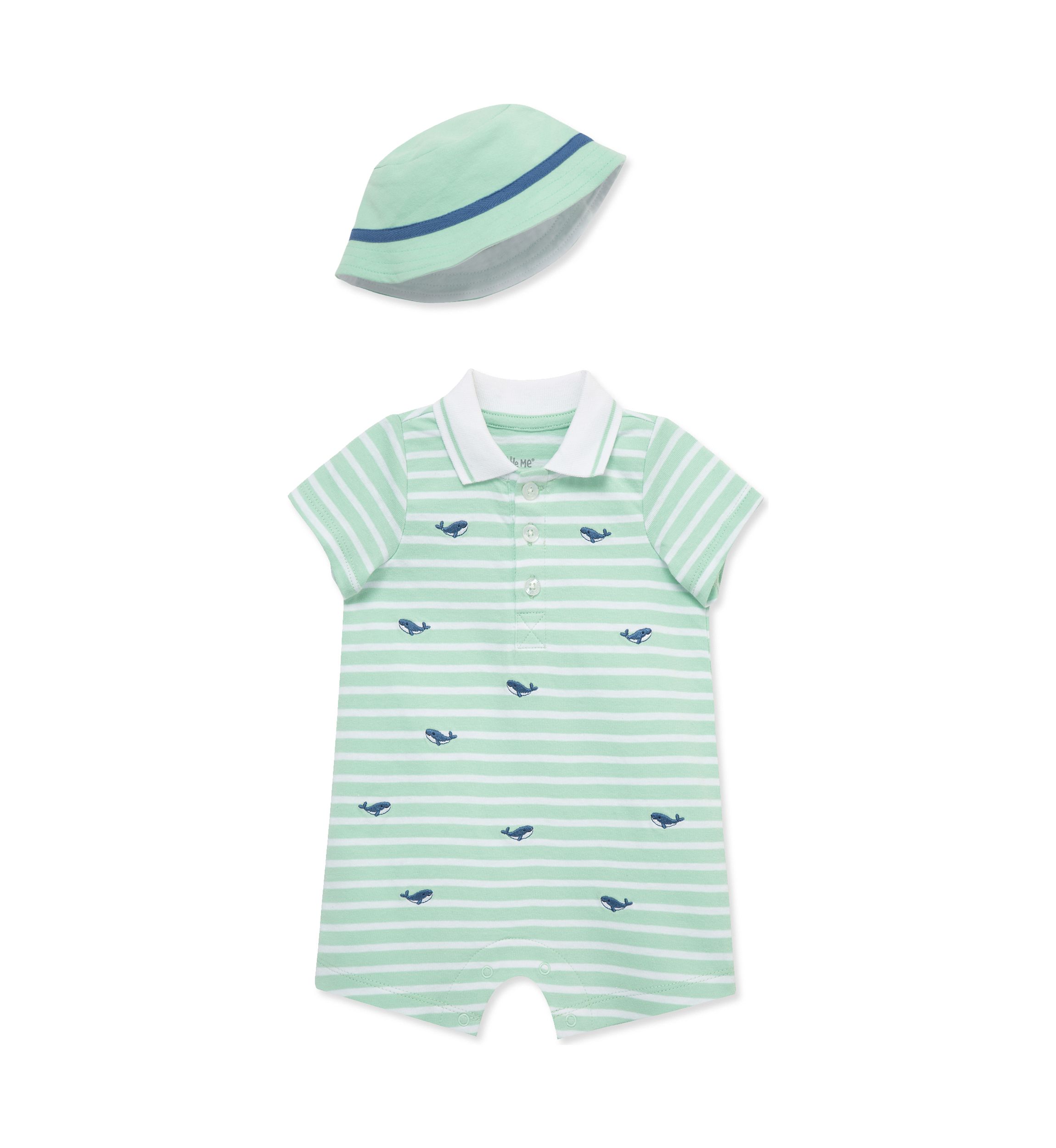 Baby Boys Whales Romper with Hat