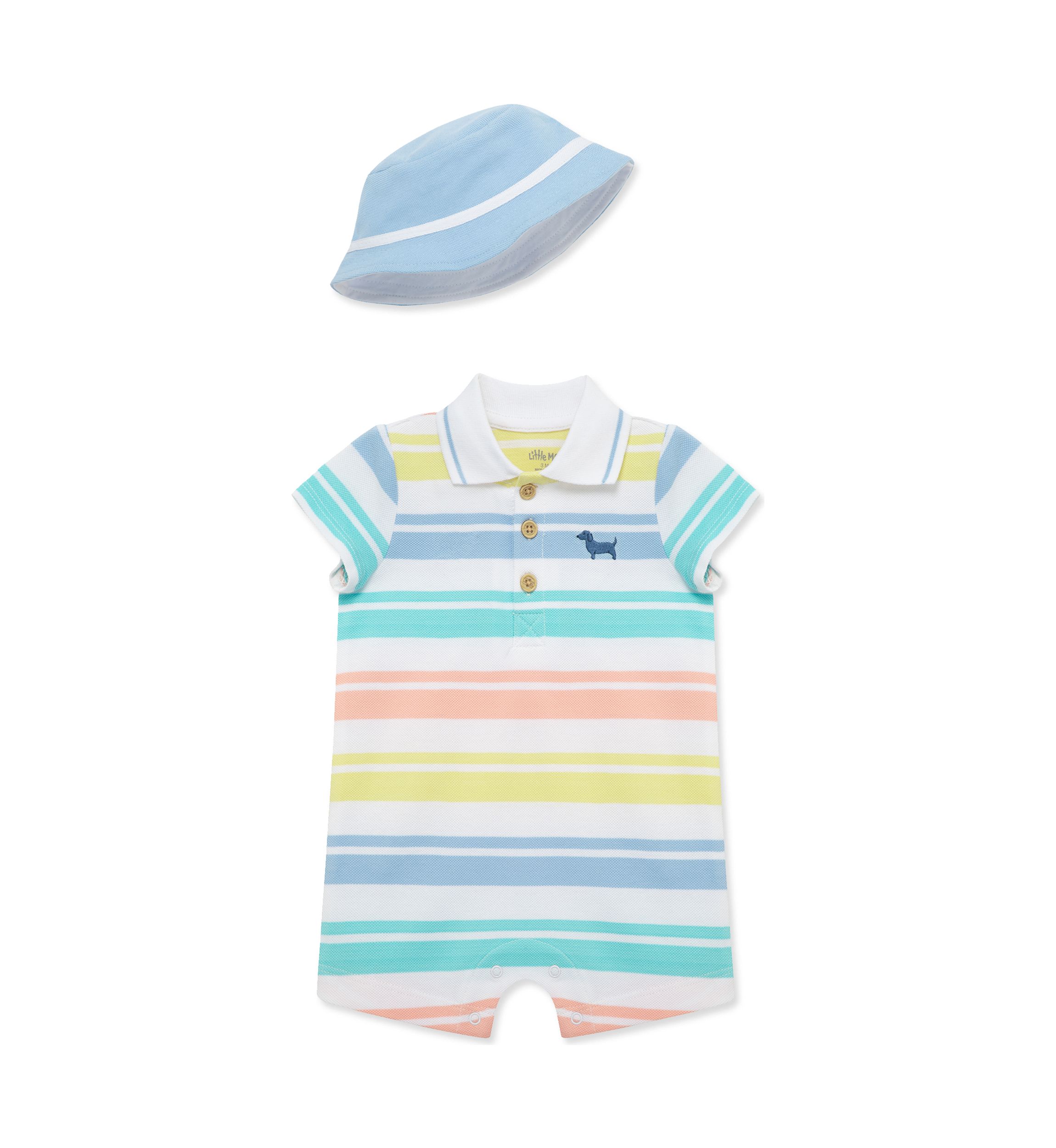 Wide Striped Romper with Hat