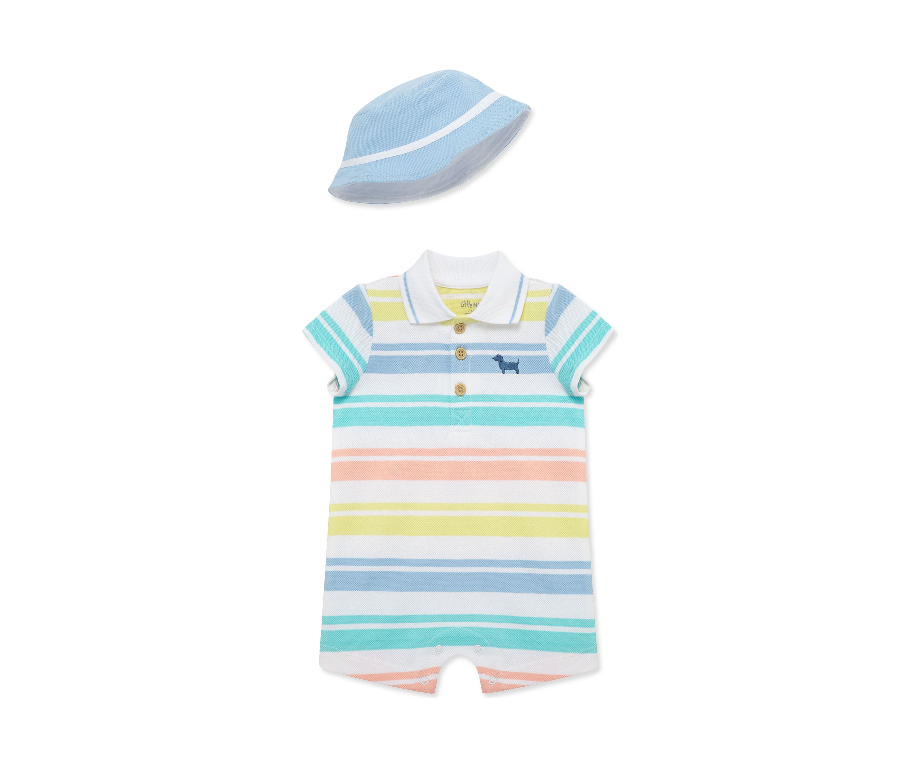 Wide Striped Romper with Hat
