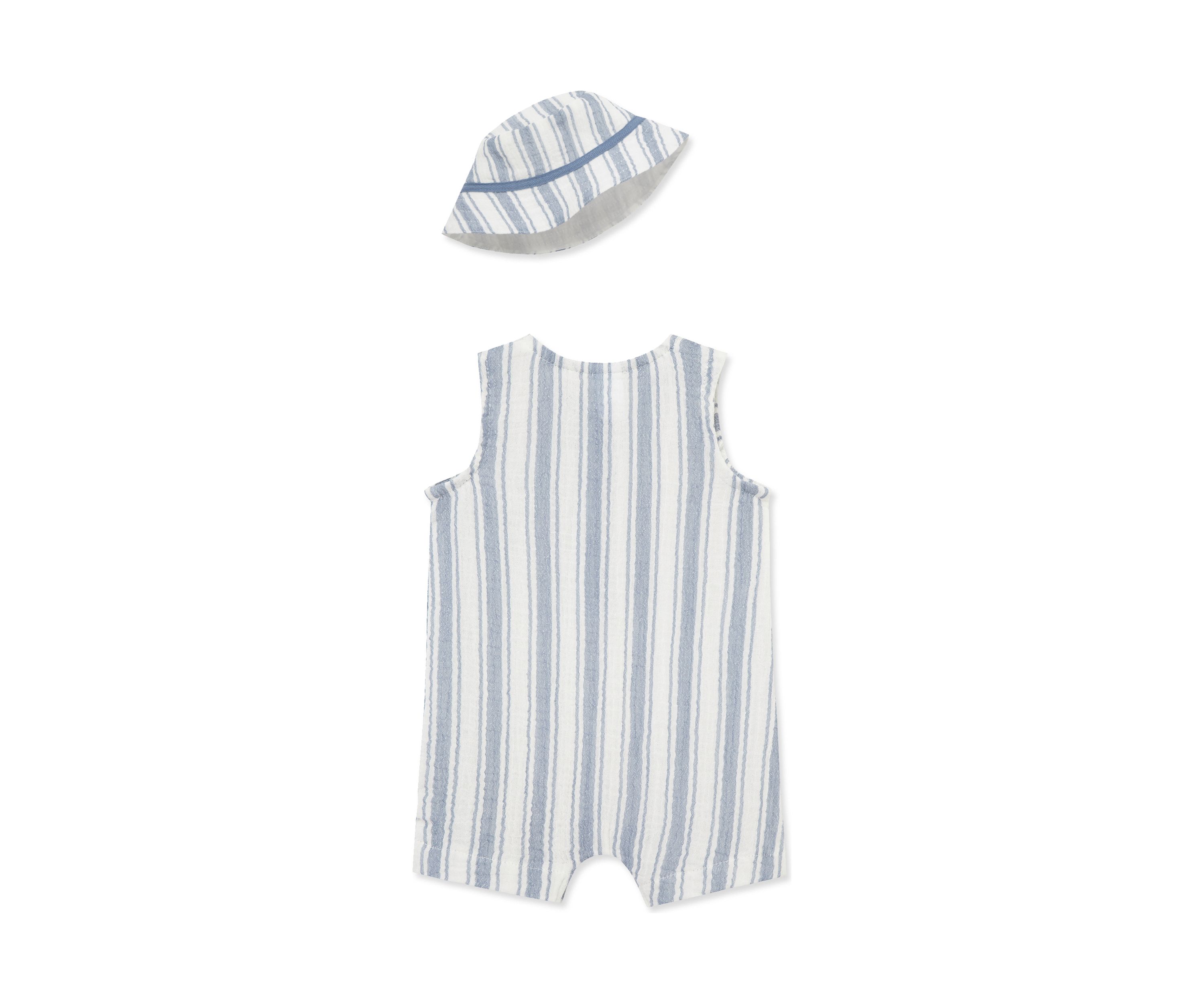 Baby Boys Striped Romper with Hat