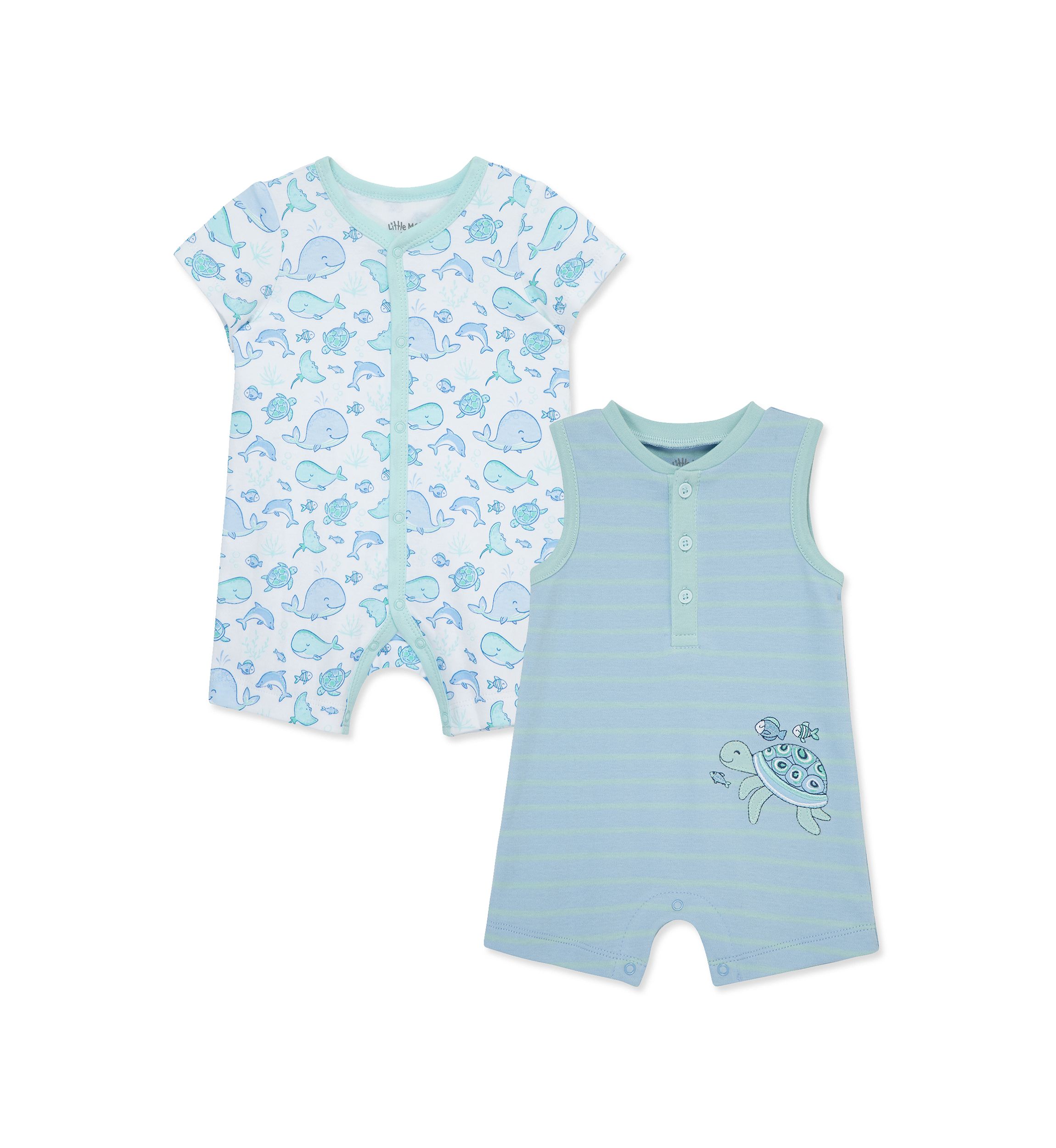 Baby Boys Sea Life Two Pack Rompers