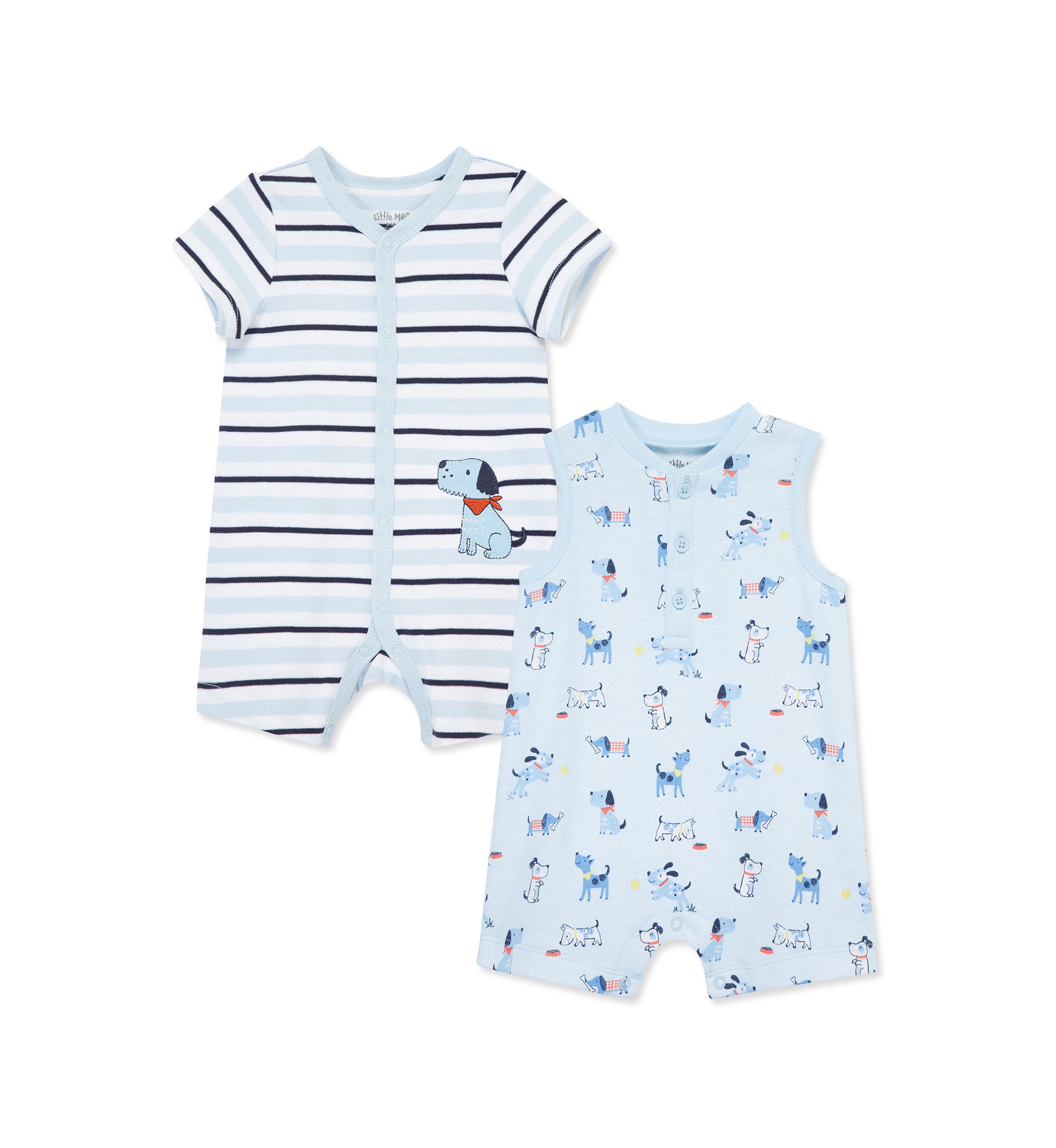Baby Boys Puppies Two Pack Rompers