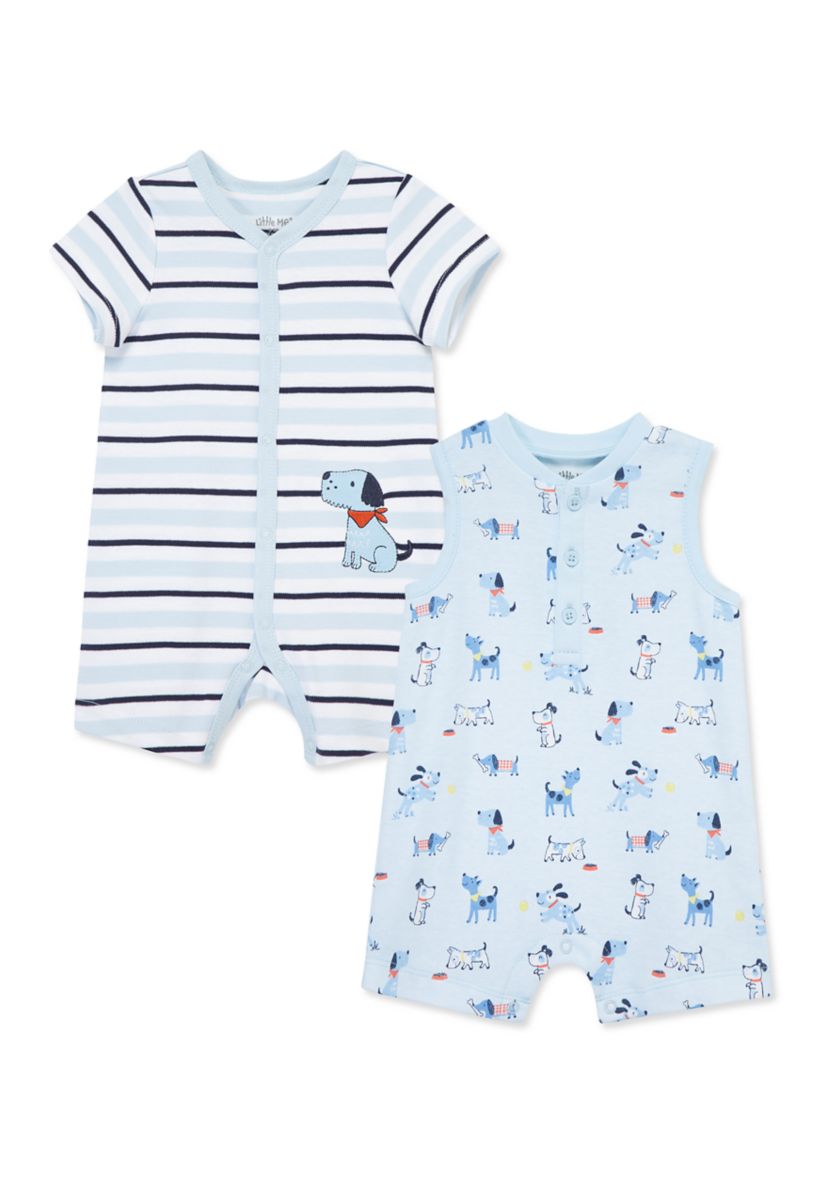 Baby Boys Puppies Two Pack Rompers
