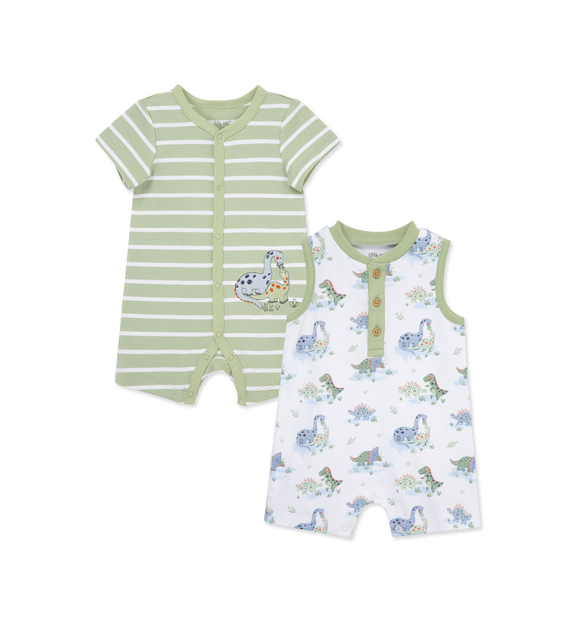 Baby Boys Dinos Two Pack Rompers