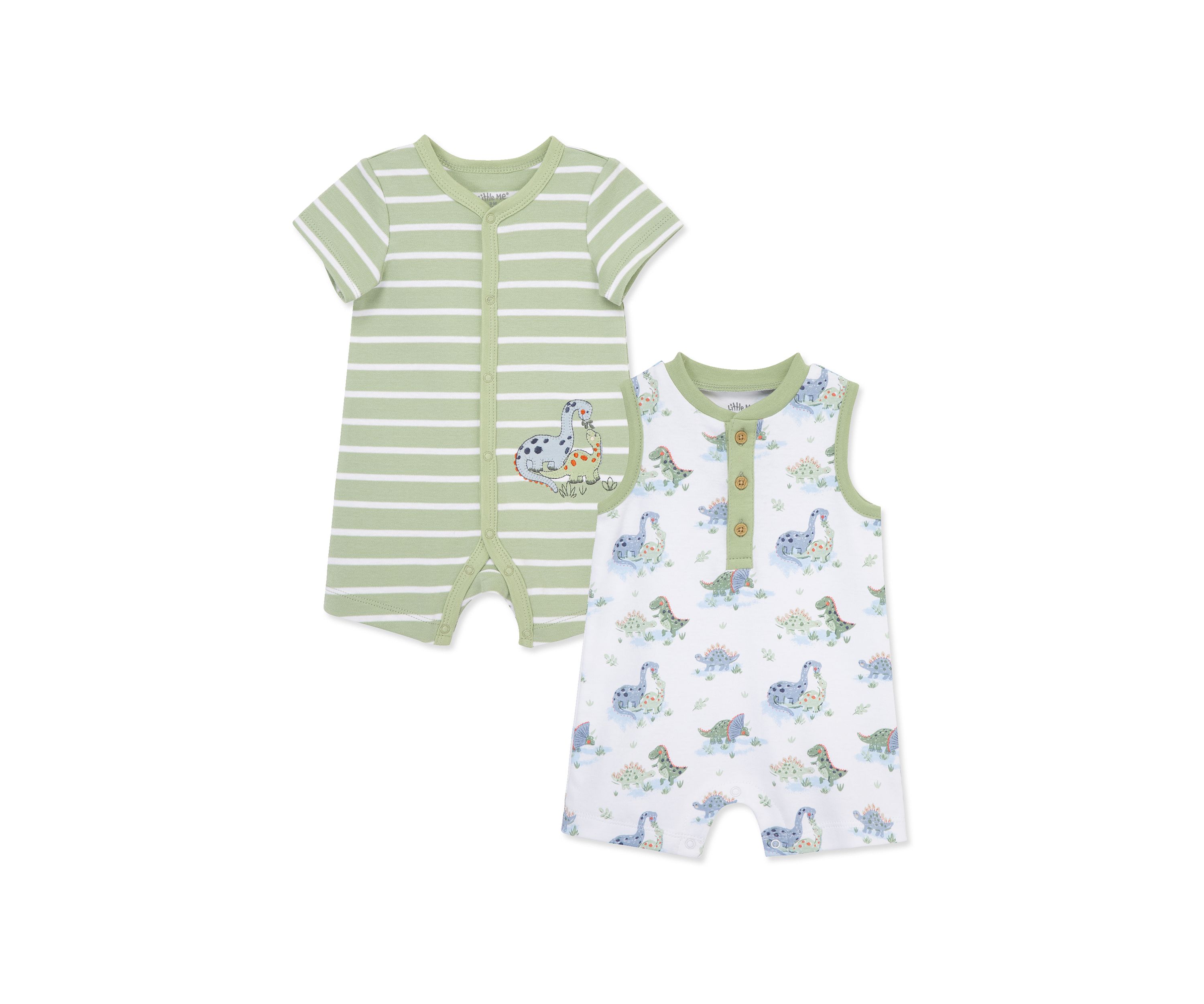 Baby Boys Dinos Two Pack Rompers