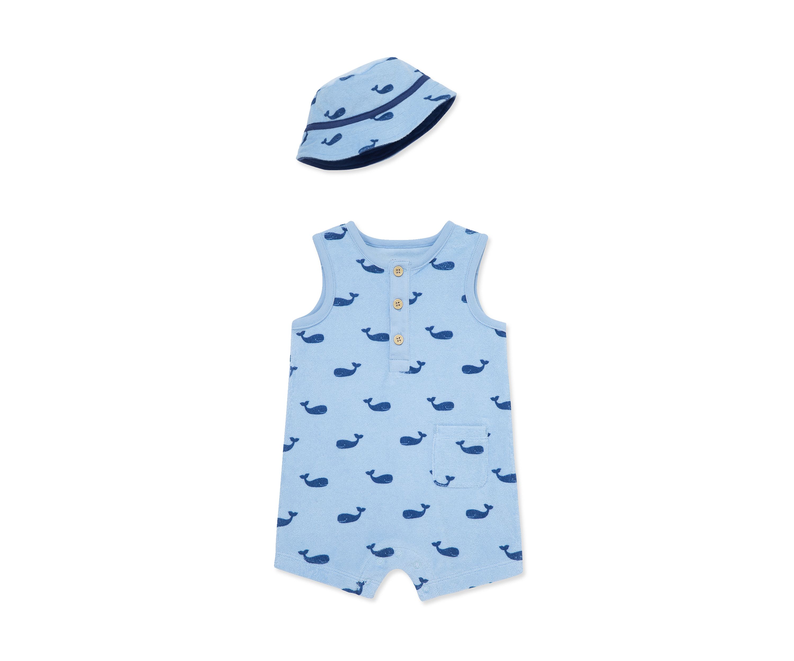 Baby Boys Whales Romper with Hat