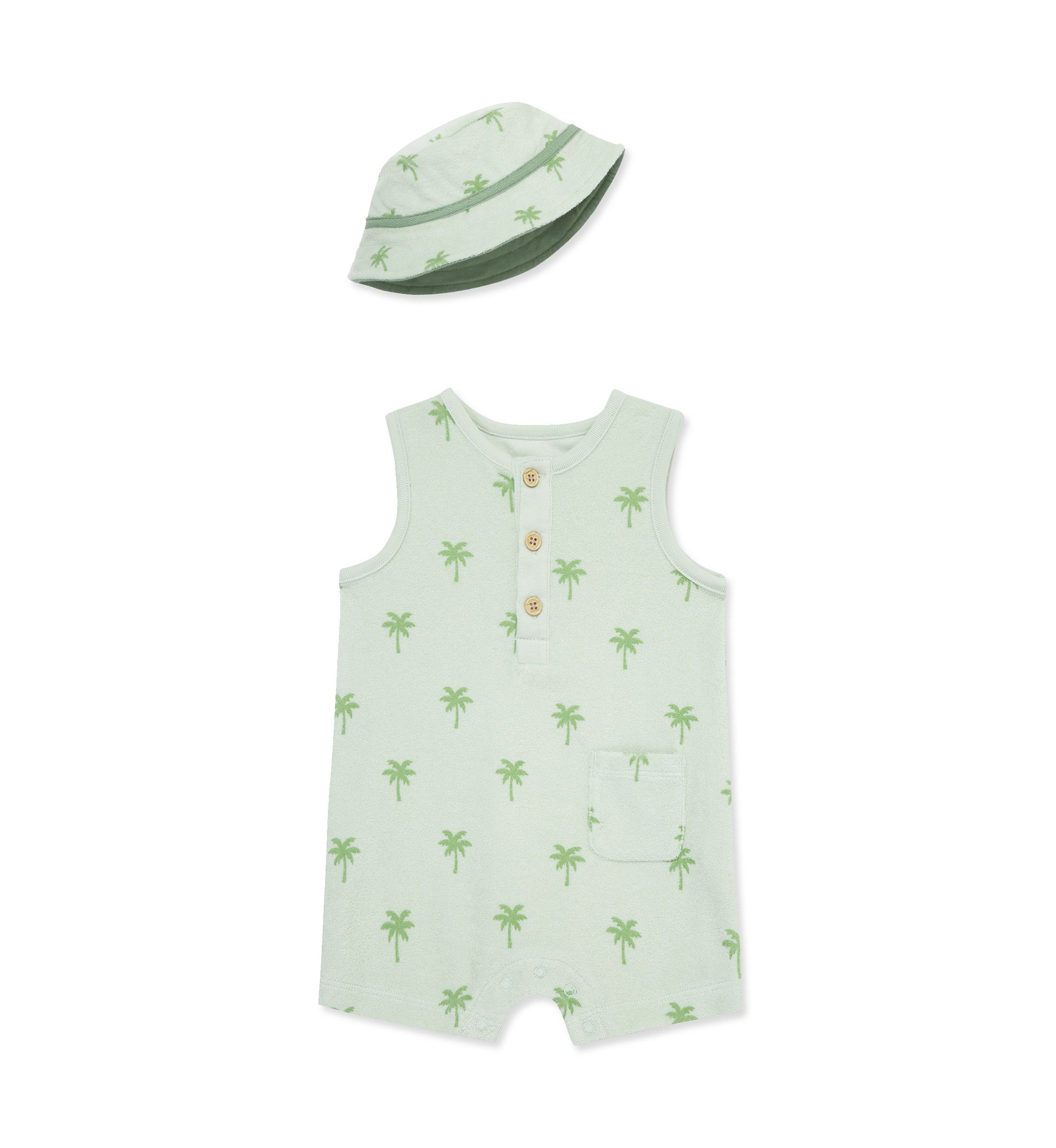 Baby Boys Palm Tree Romper with Hat