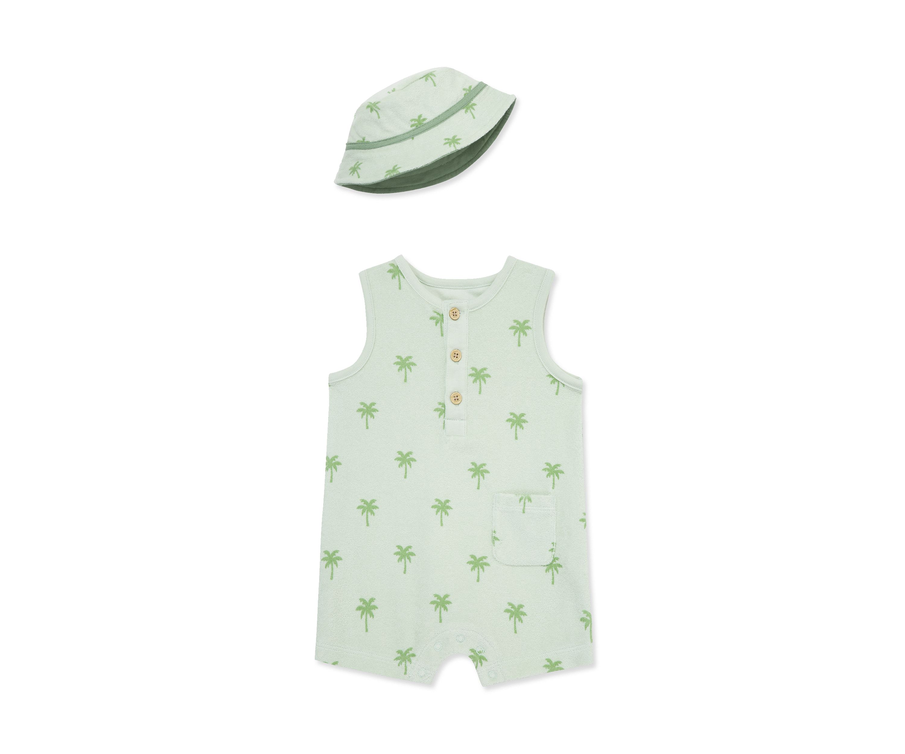 Baby Boys Palm Tree Romper with Hat