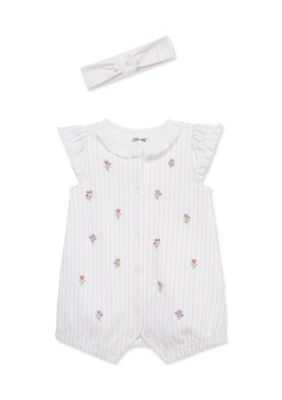 Little Me Baby Girls Floral Romper and Headband Set, 12 Months