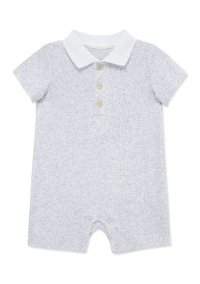 Little Me Baby Boys Grey Polo Romper