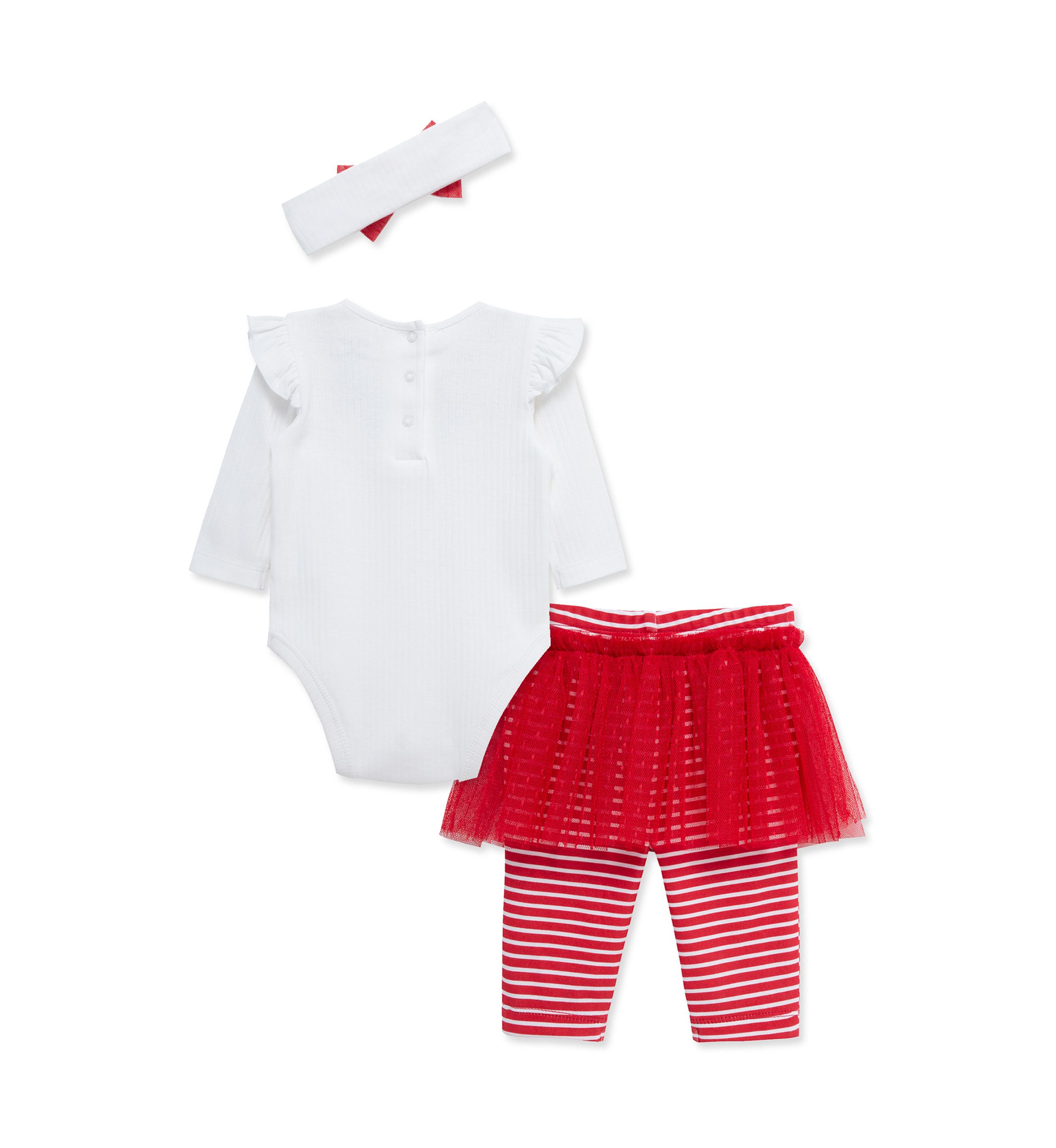 Baby Girls Bodysuit and Skirted Leggings Set with Headband