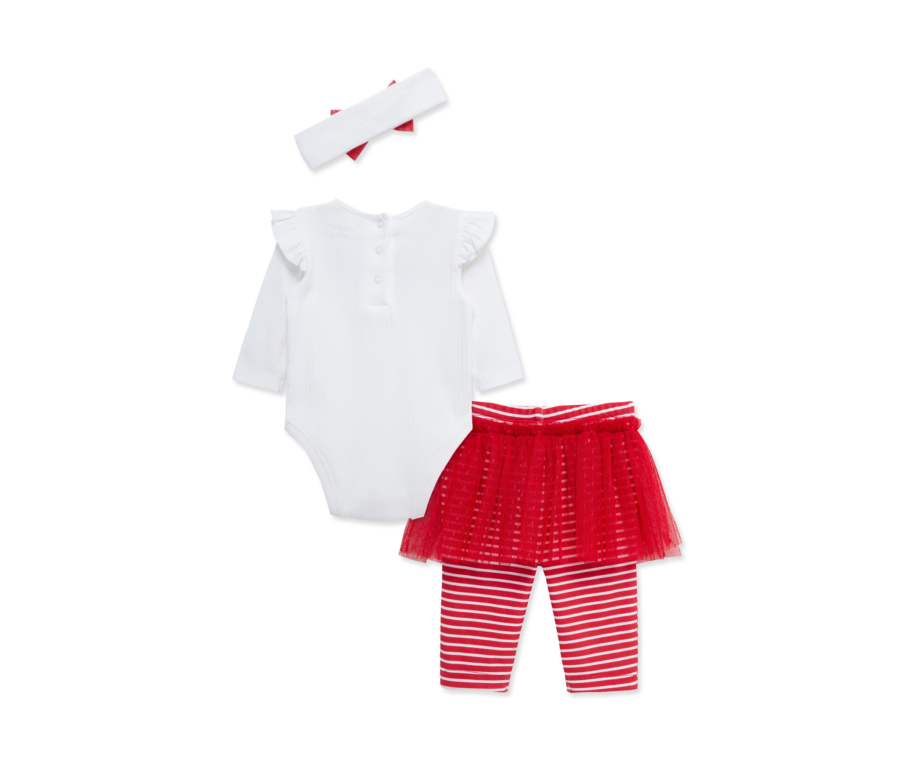Baby Girls Bodysuit and Skirted Leggings Set with Headband