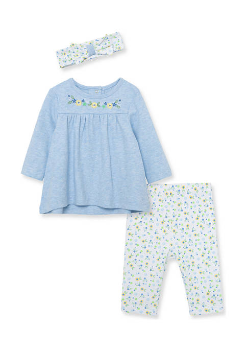 Little Me Baby Girls Garland Tunic, Leggings, and