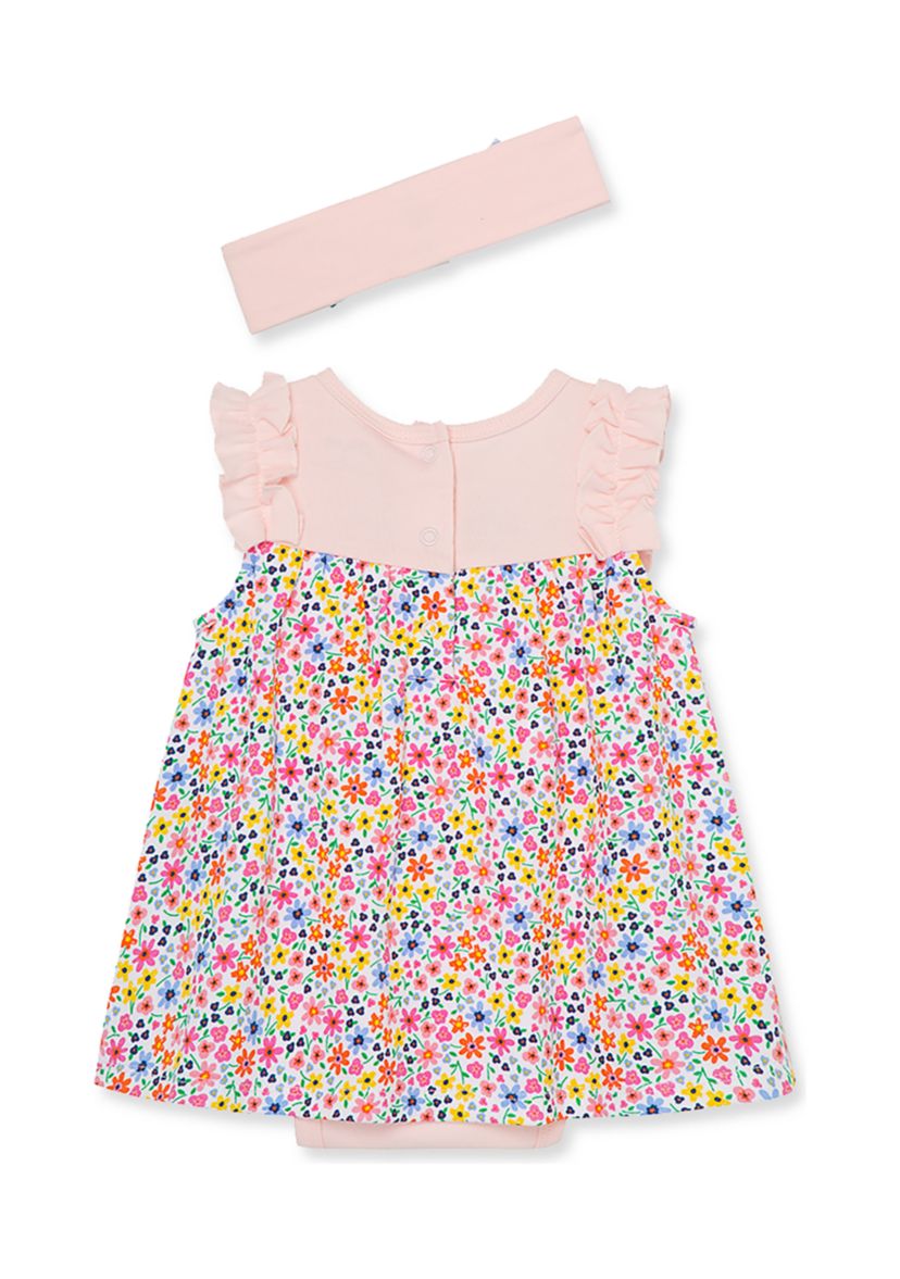 Baby Girls Garden Bodysuit Dress with Headband