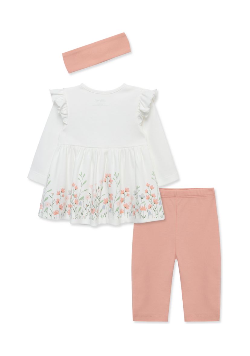 Baby Girls Meadow Border Printed Top Set with Headband