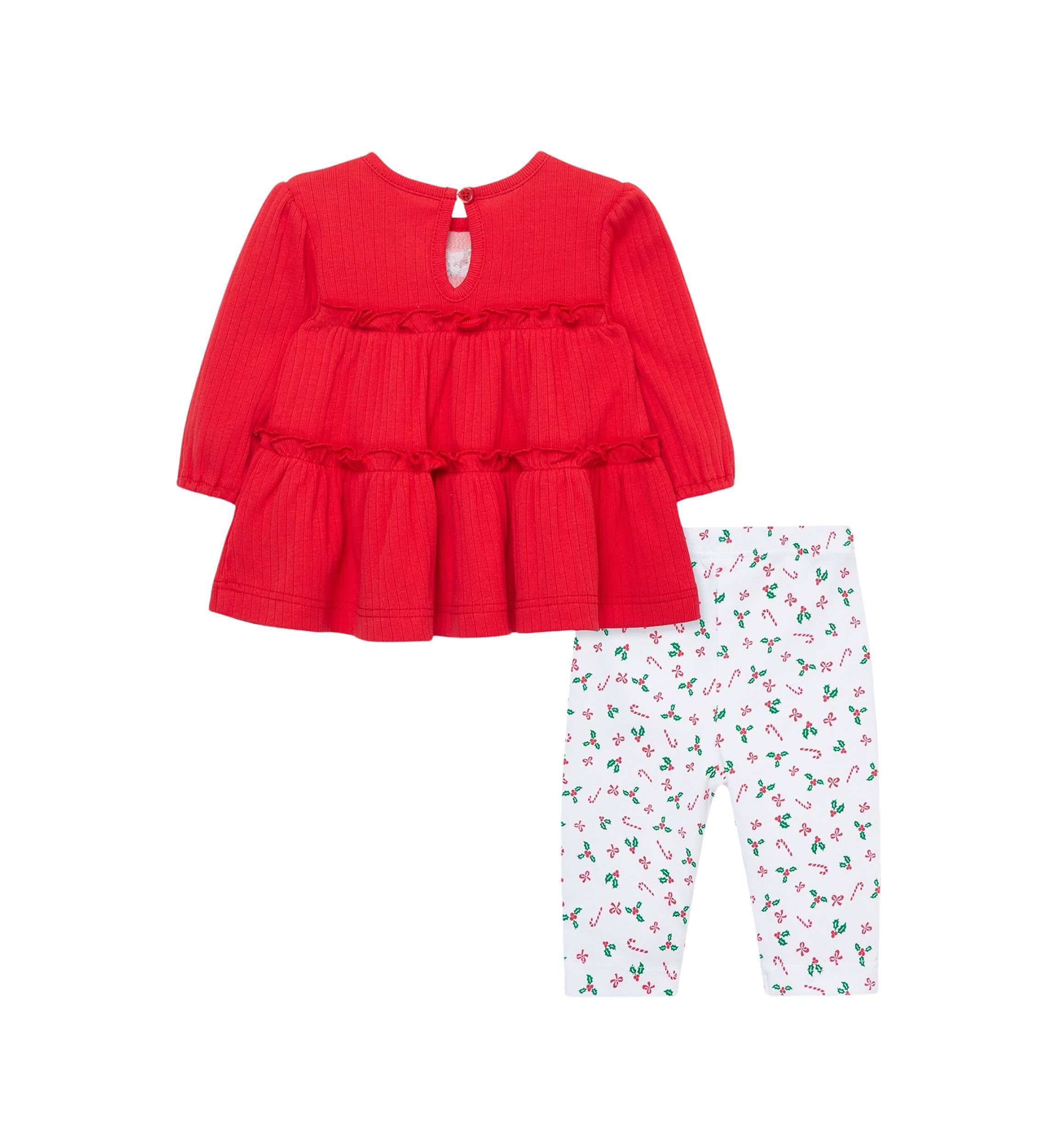 Baby Girls Candy Cane Top Set with Headband