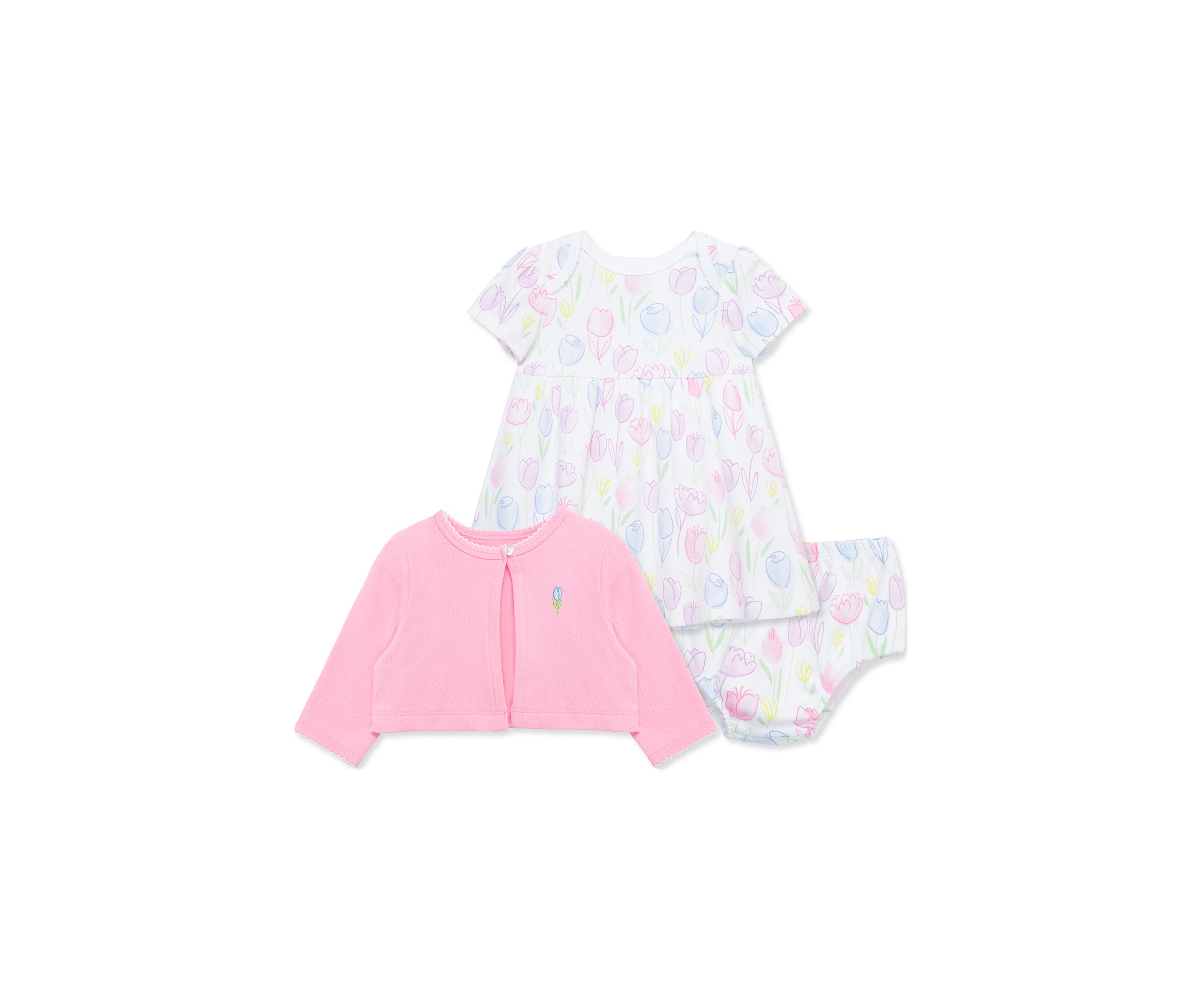 Baby Girls Pretty Tulips Dress Set with Bloomers