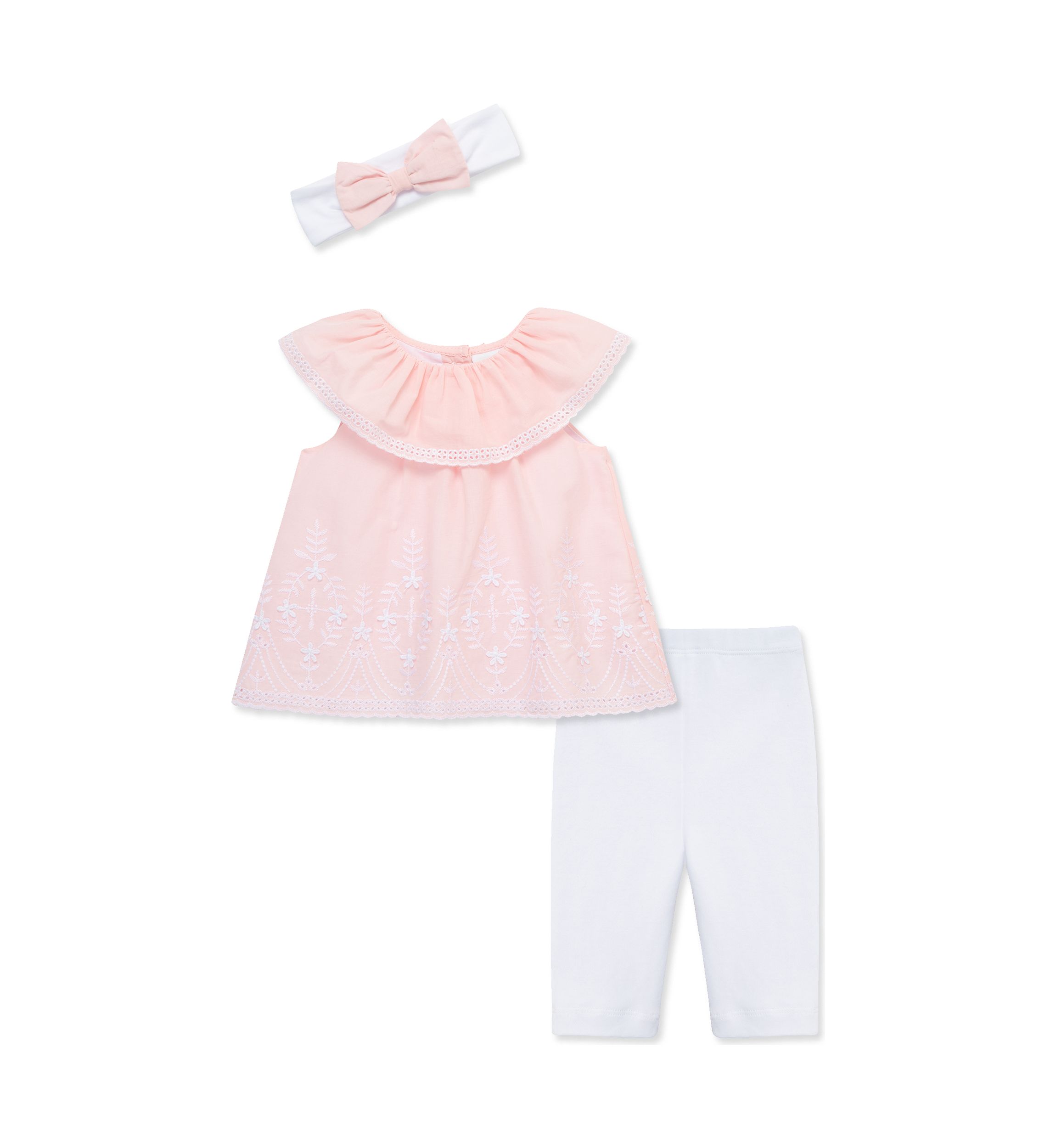 Baby Girls Pink Eyelet Set with Headband