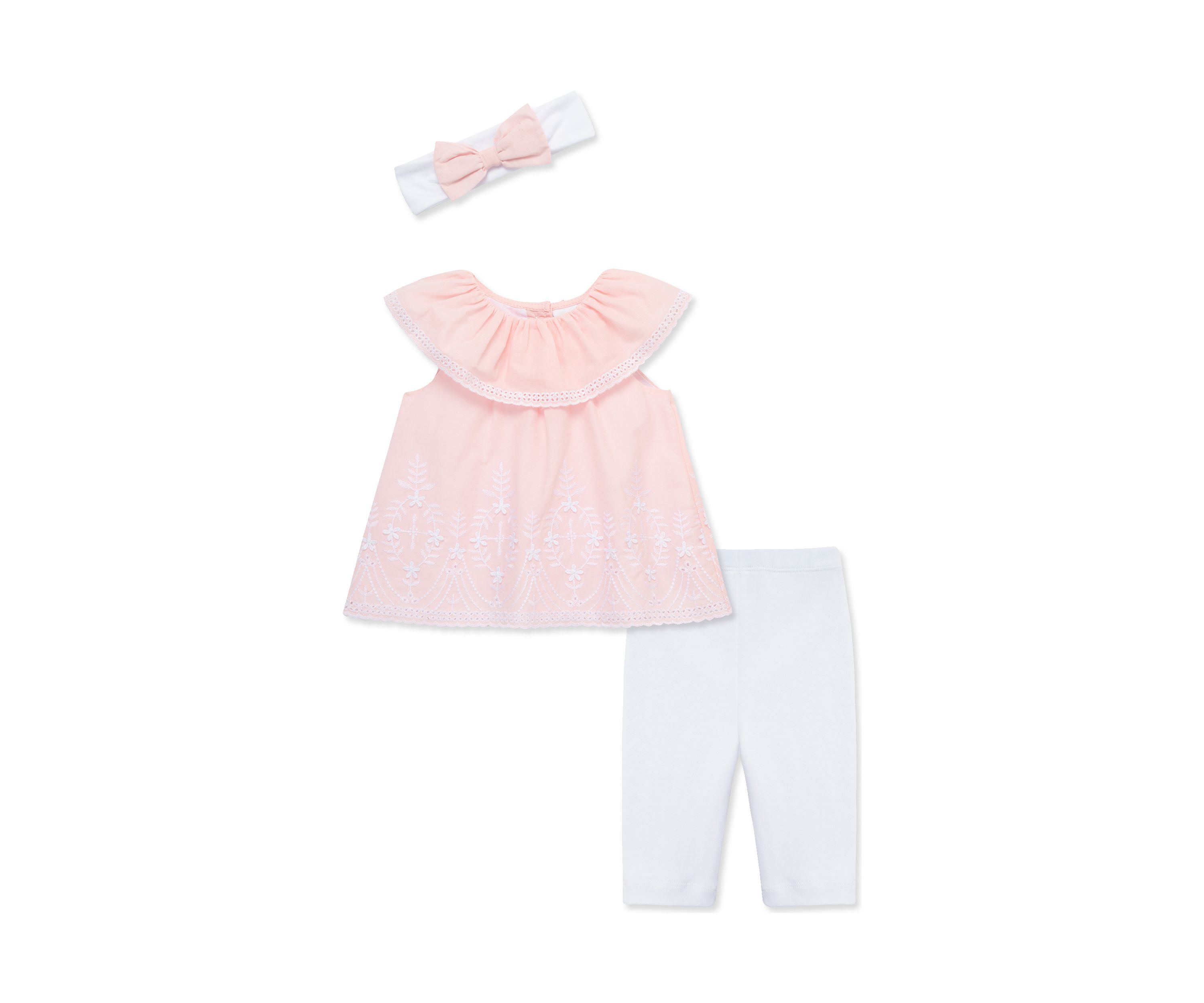 Baby Girls Pink Eyelet Set with Headband