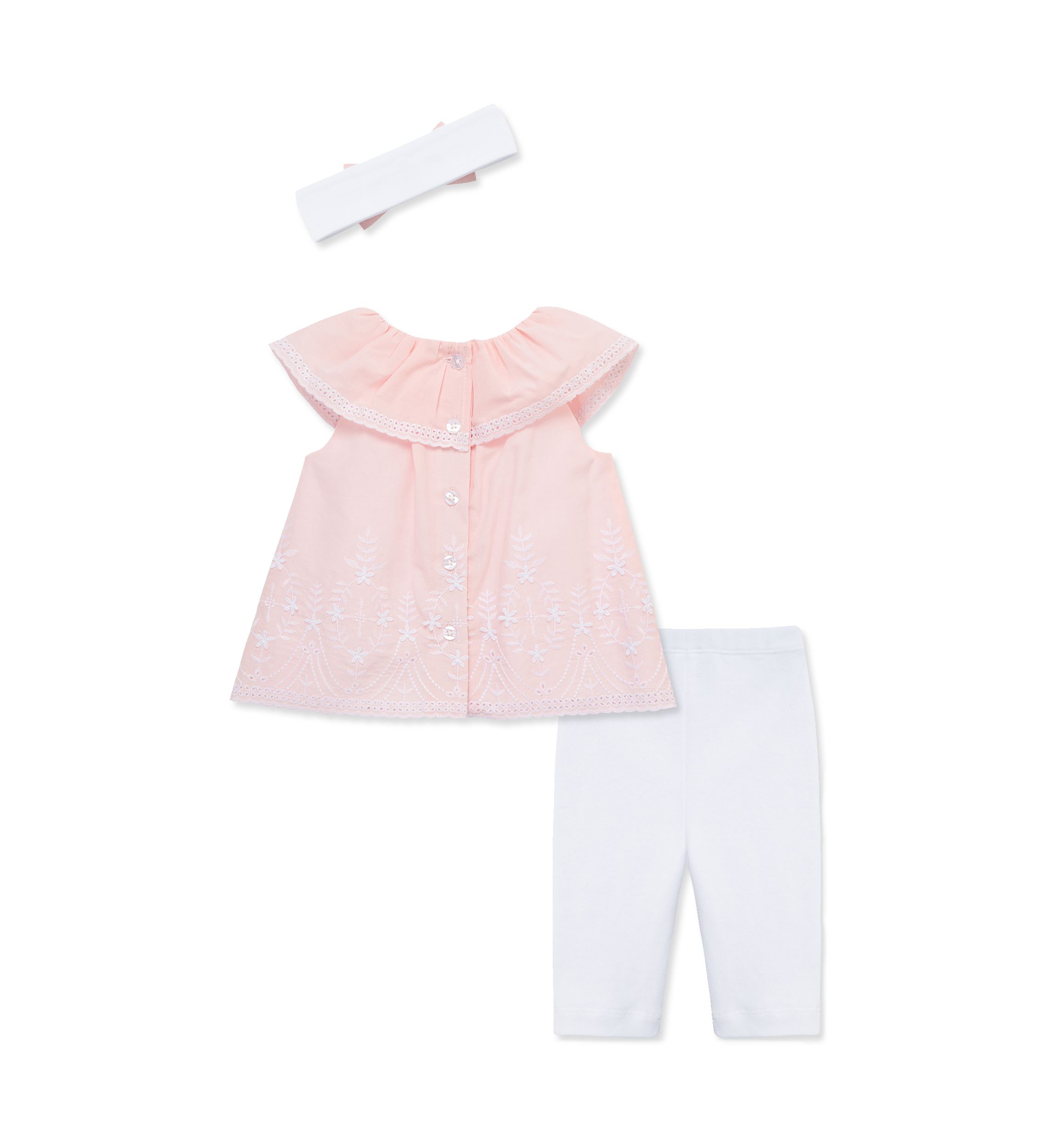 Baby Girls Pink Eyelet Set with Headband