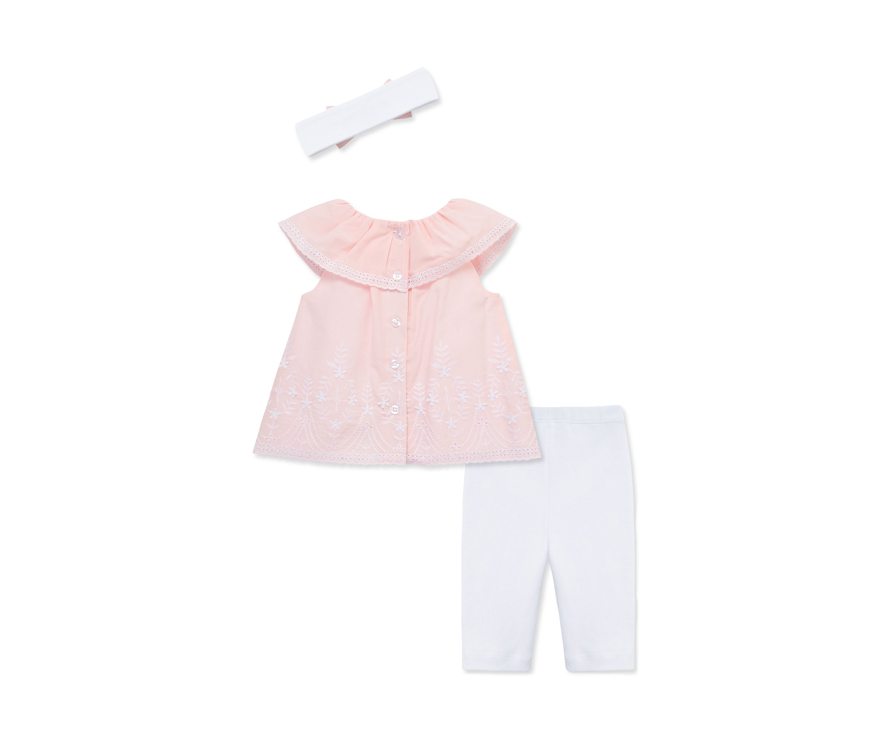 Baby Girls Pink Eyelet Set with Headband