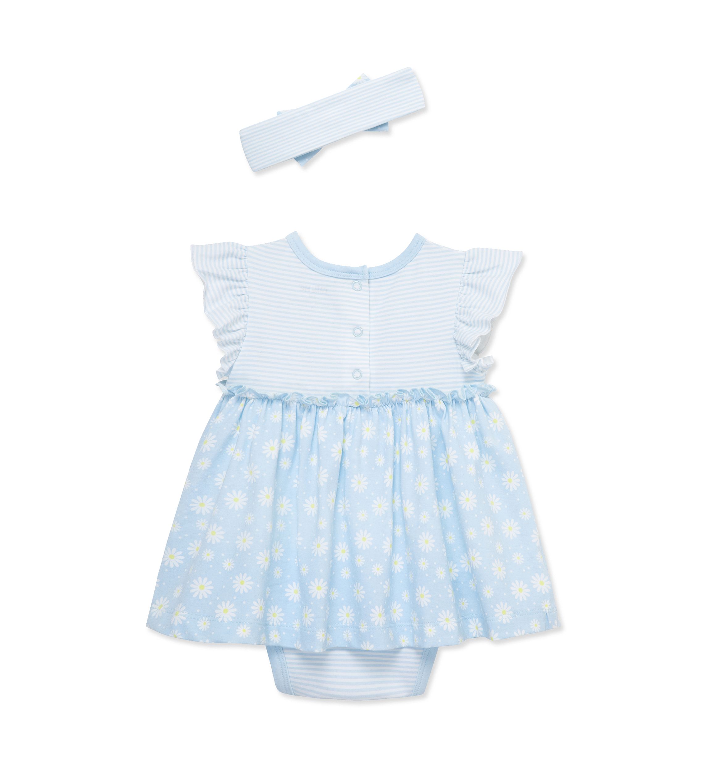 Baby Girls Daisies Bodysuit Dress with Headband