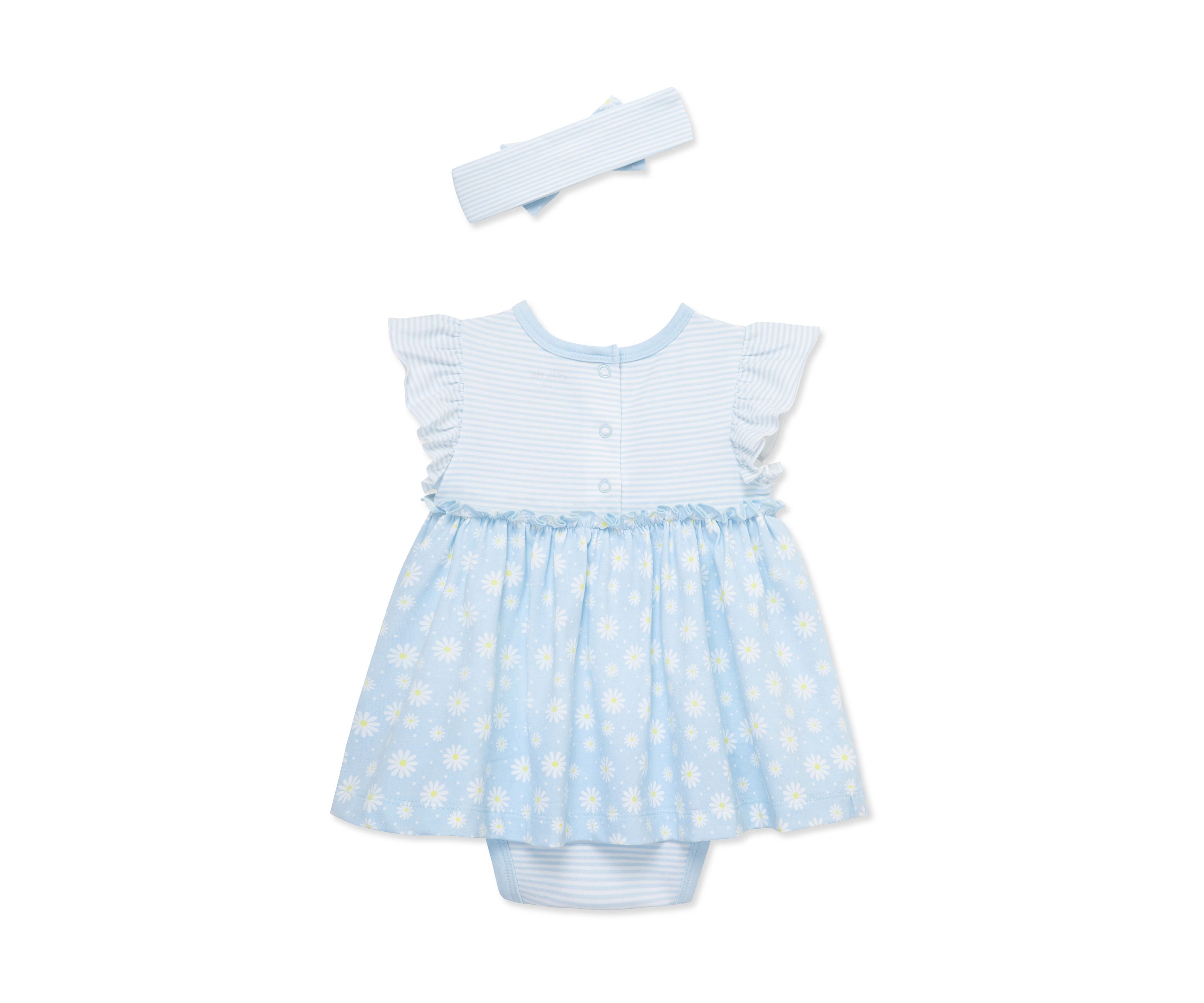 Baby Girls Daisies Bodysuit Dress with Headband