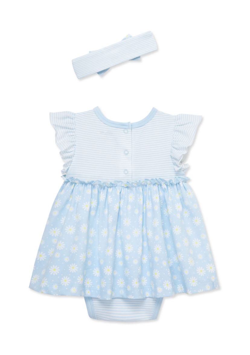 Baby Girls Daisies Bodysuit Dress with Headband