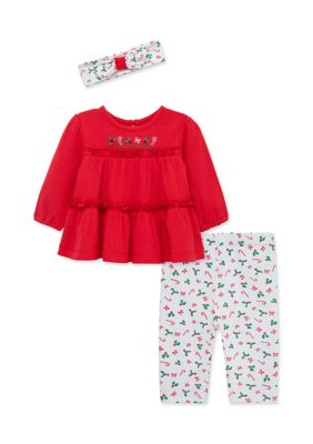Little Me Kids Candy Cane Tunic Set with Headband