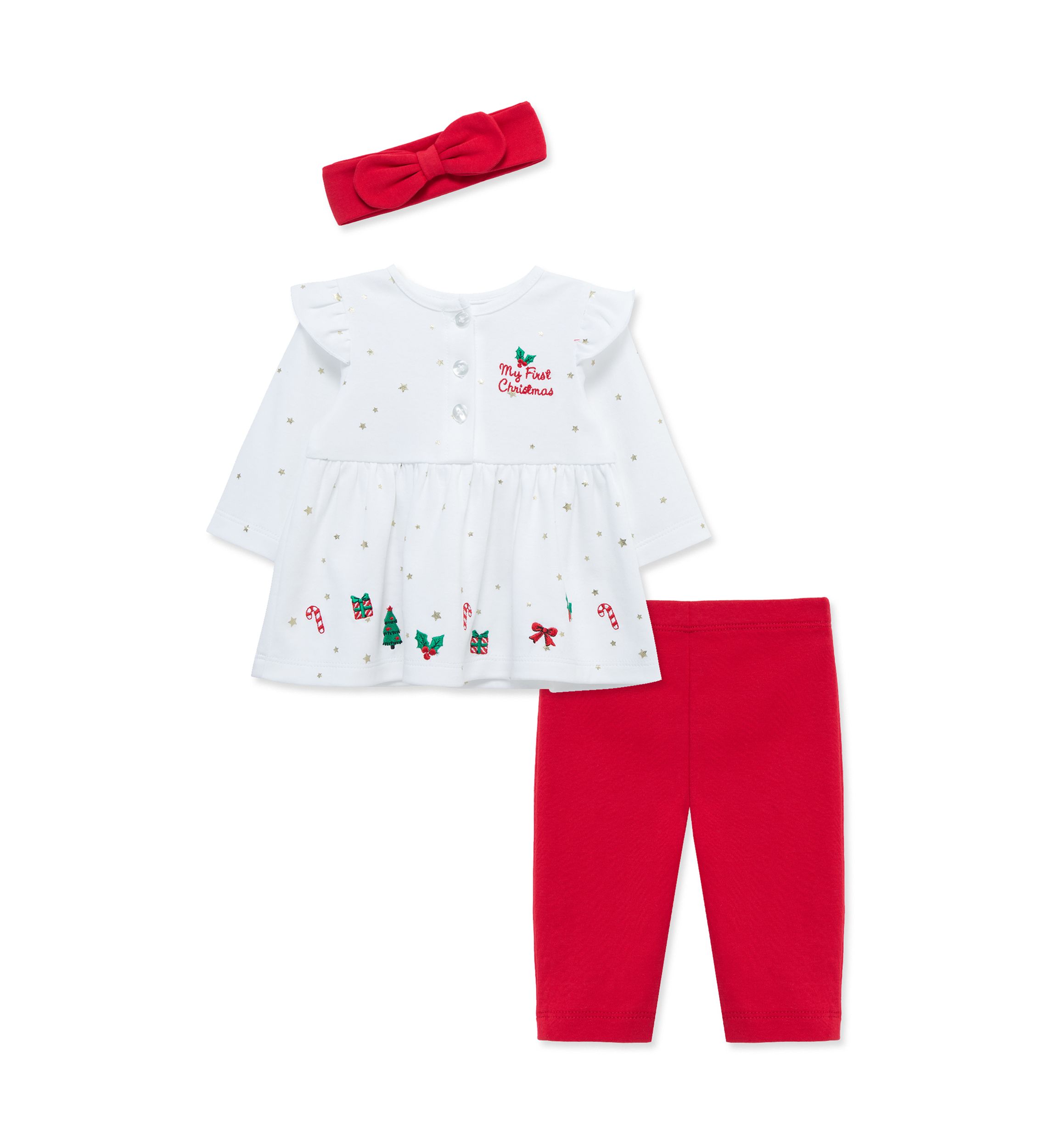 Baby Girls Merry Top and Leggings Set with Headband
