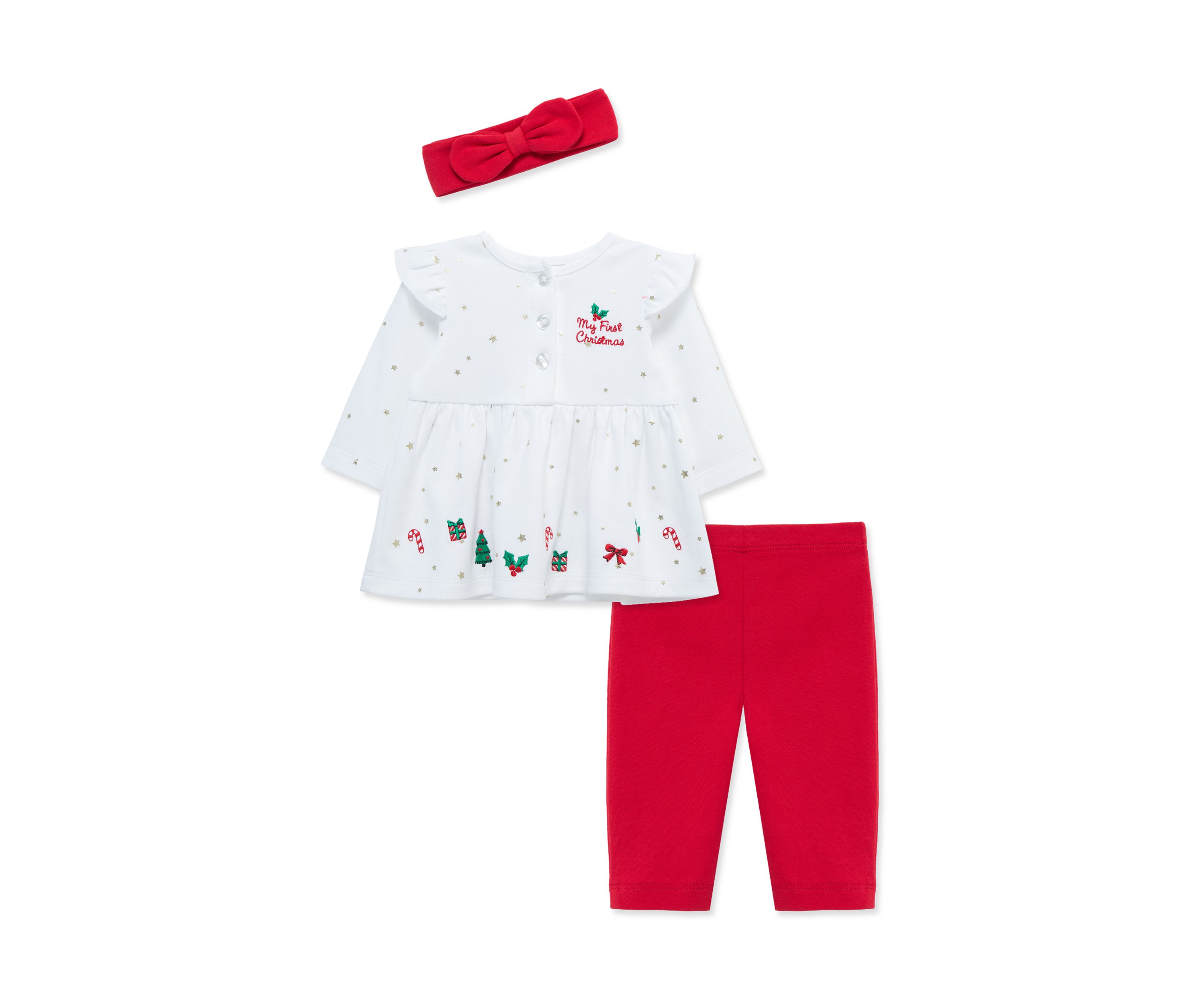 Baby Girls Merry Top and Leggings Set with Headband