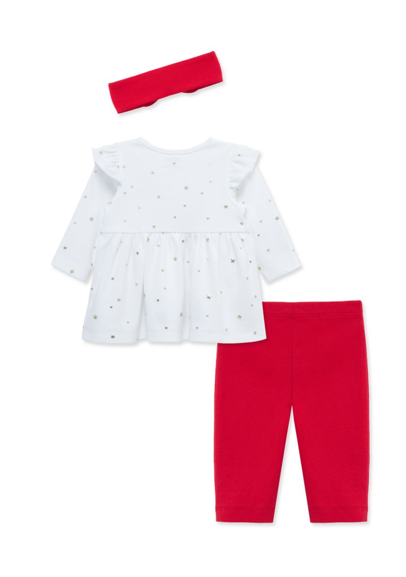 Baby Girls Merry Top and Leggings Set with Headband