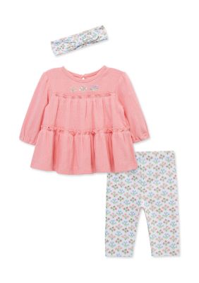 Little Me Baby Girls Garden Tunic Set with Headband, Pink, 6 Months