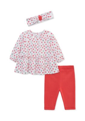 Little Me Baby Girls Hearts Tunic Set with Headband