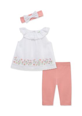 Little Me Baby Girls Garden Border Set with Headband, 24 Months