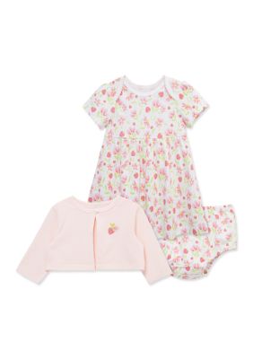 Little Me Baby Girls Strawberry Dress Set with Panty, Pink, 6 Months