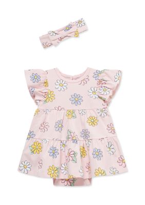 Little Me Baby Girls Bodysuit and Headband Set, Pink, 9 Months