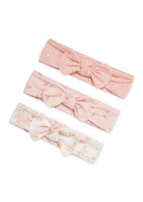 Little Me Baby Girls Floral Headband Set of 3, Pink