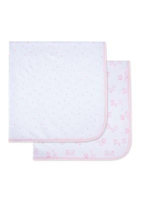 Little Me Kids Baby Bears 2 Pack Receiving Blanket, Pink