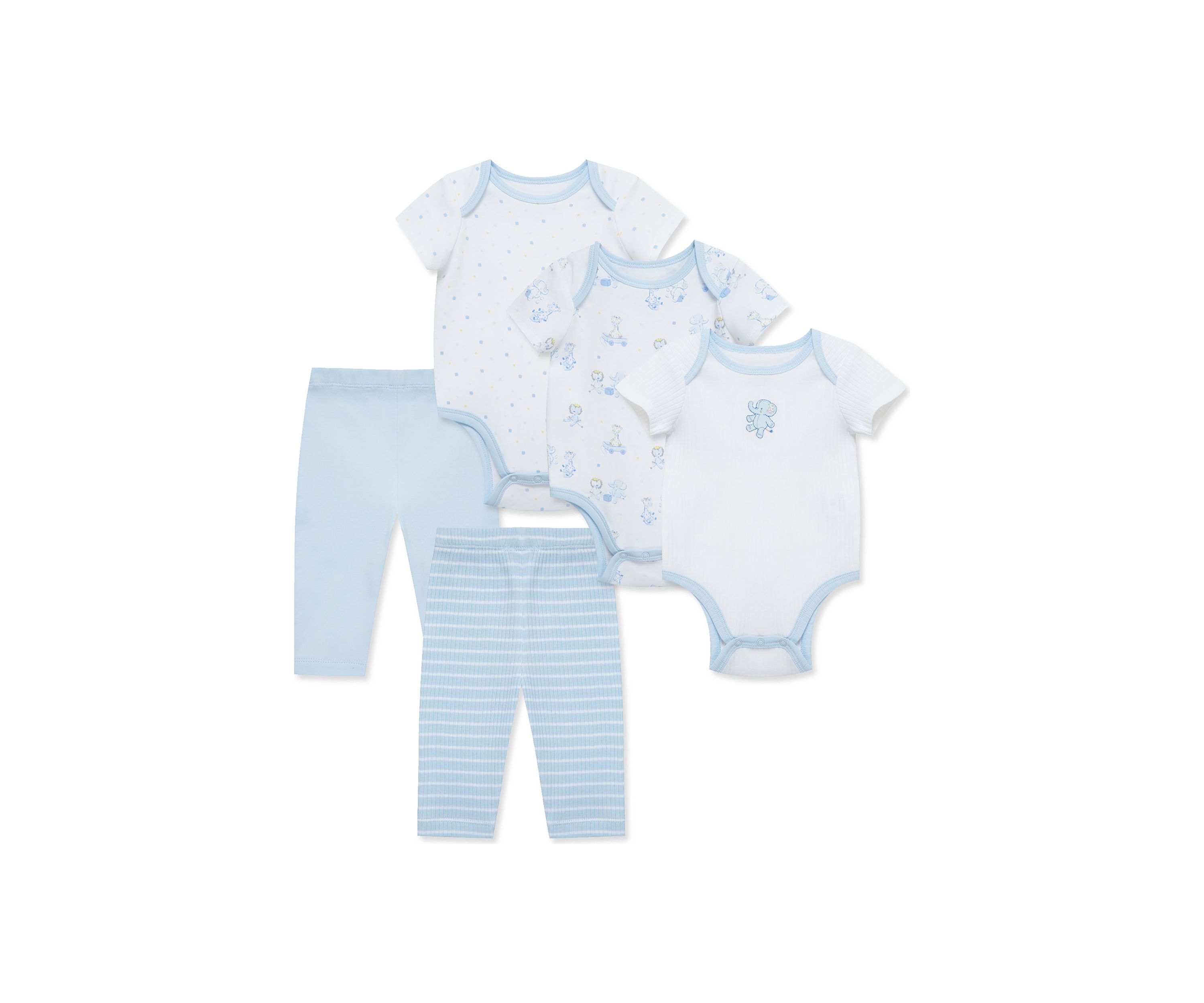 Baby Boys Snuggly 5 Piece Bodysuit and Pants Set