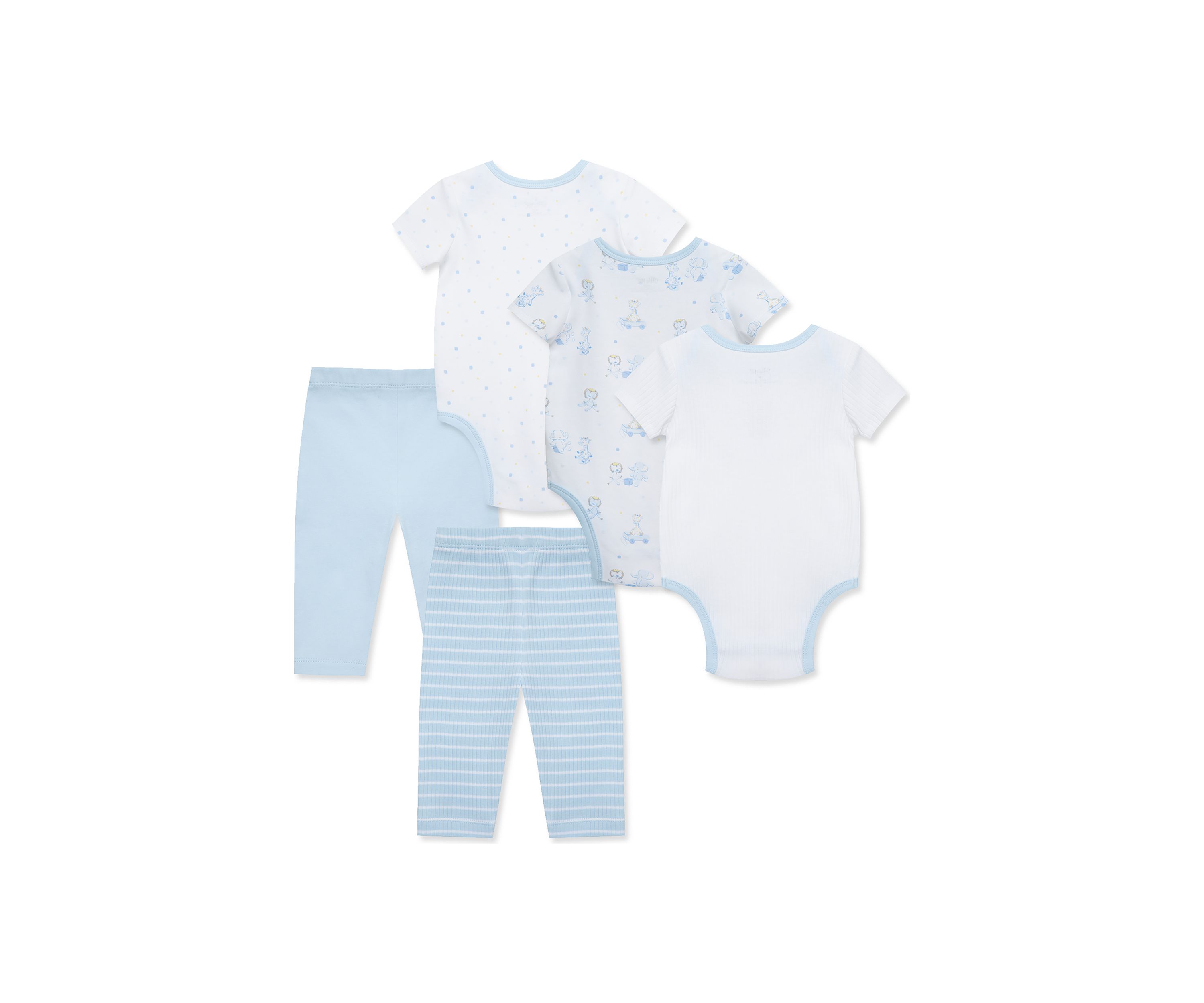 Baby Boys Snuggly 5 Piece Bodysuit and Pants Set