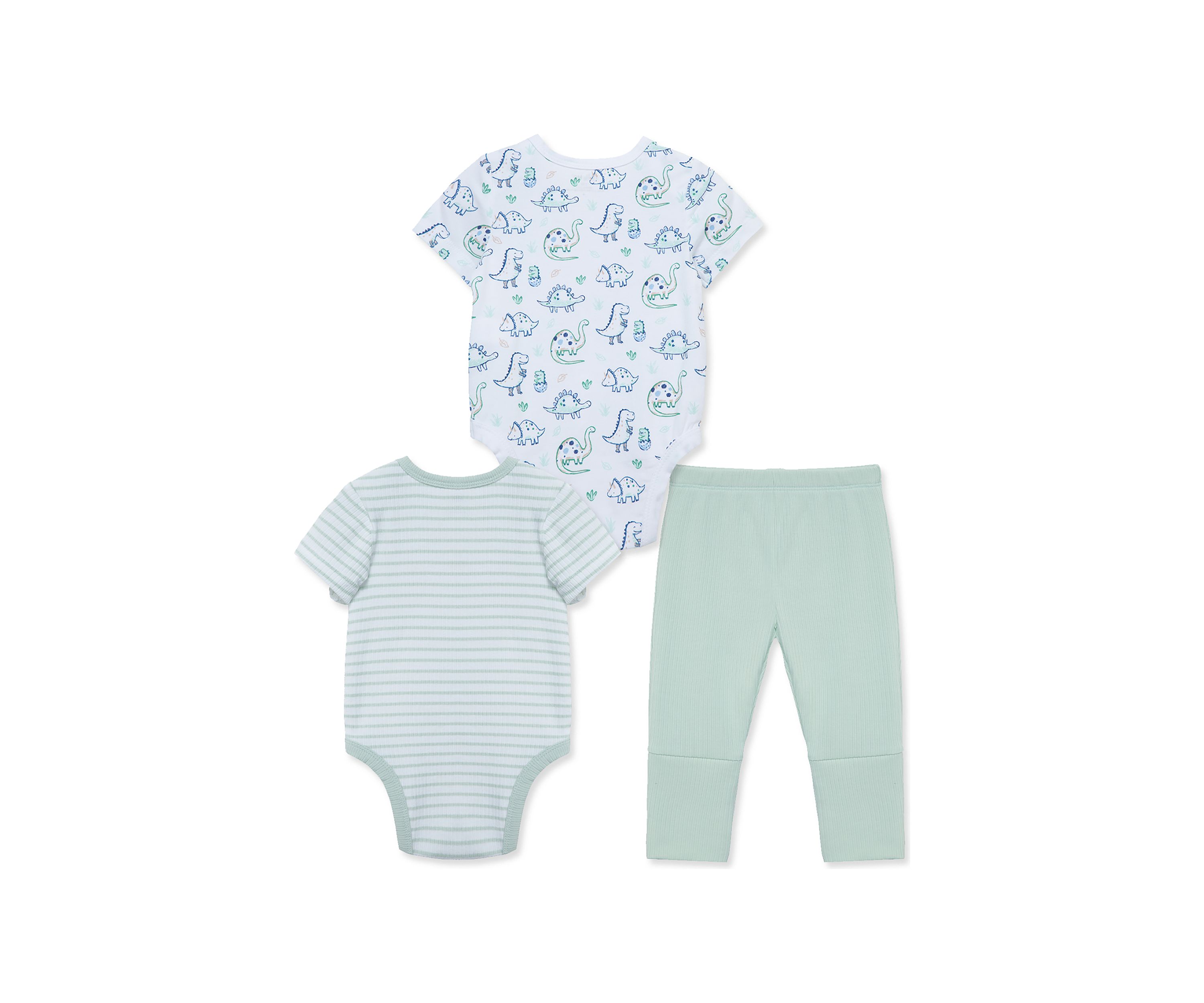 Baby Boys Dino Printed 3 Piece Bodysuit and Pants Set
