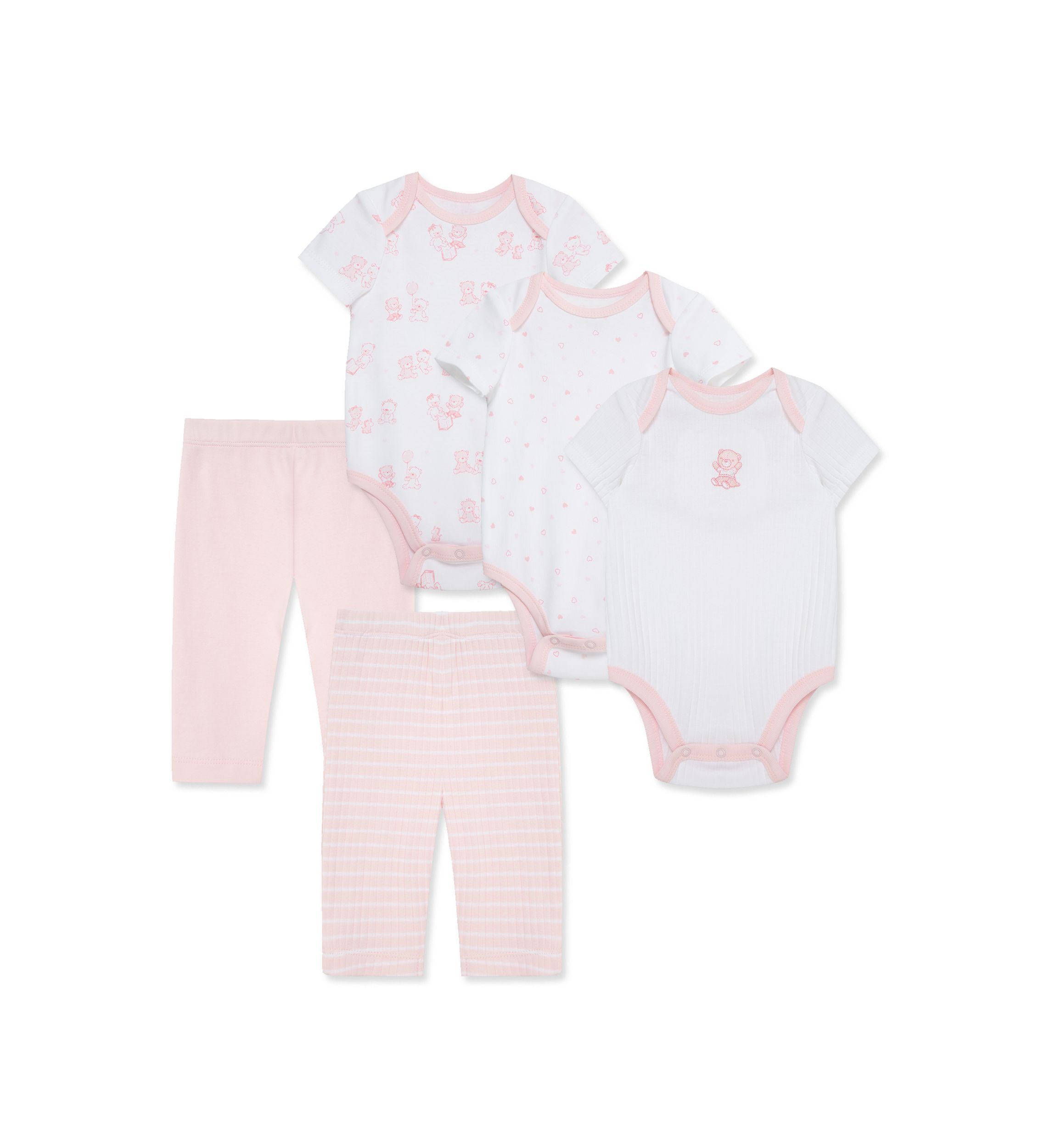 Baby Girls Bears 5 Piece Bodysuit and Pant Set