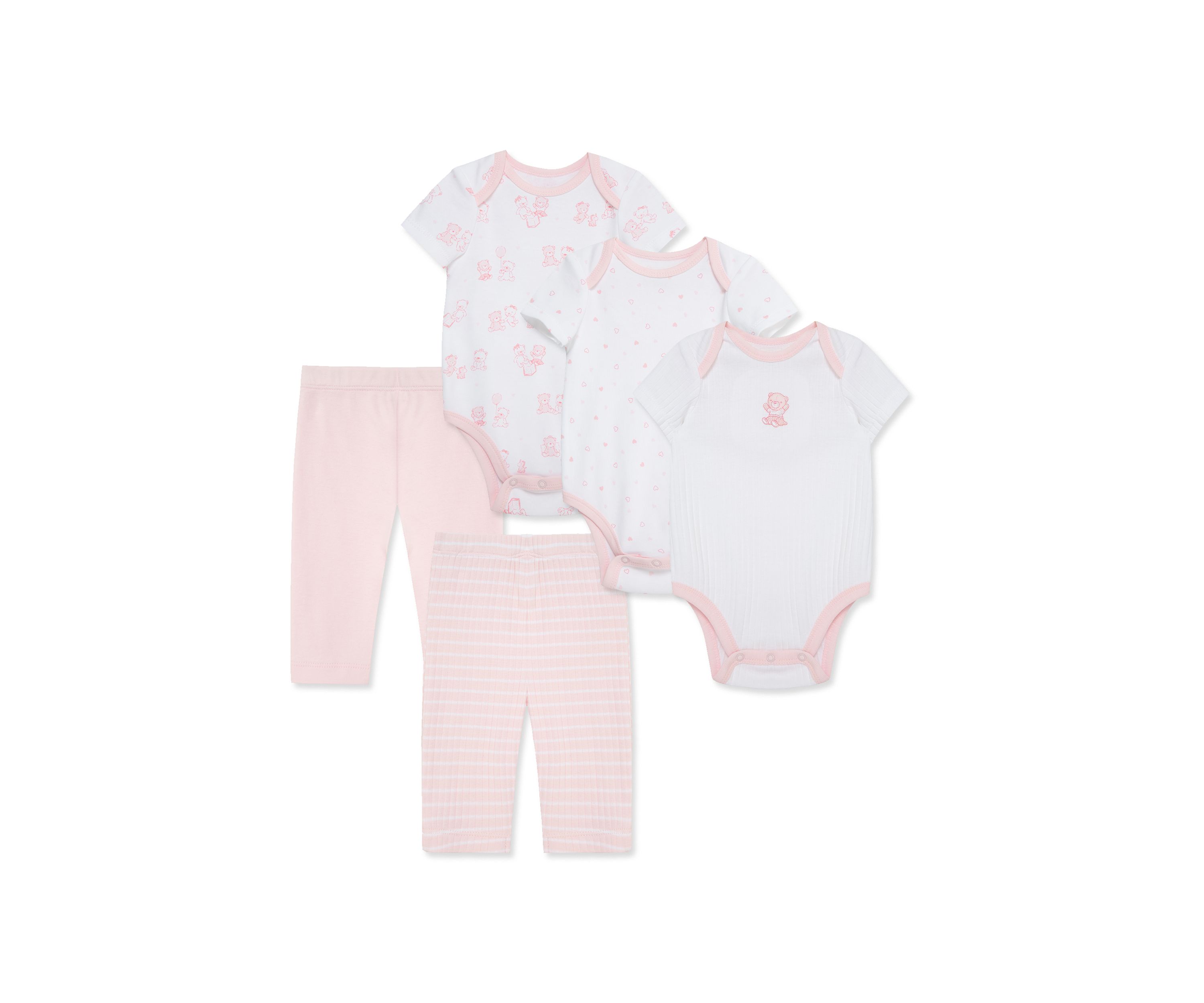 Baby Girls Bears 5 Piece Bodysuit and Pant Set
