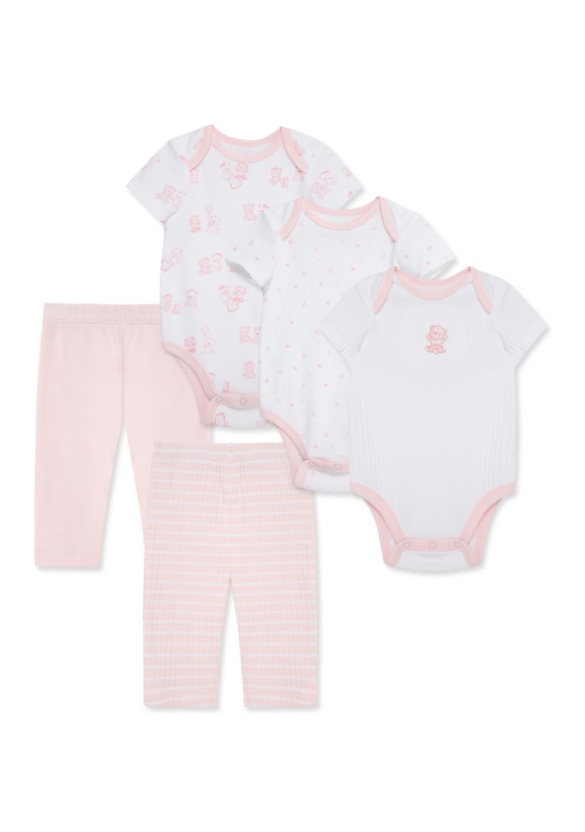 Baby Girls Bears 5 Piece Bodysuit and Pant Set