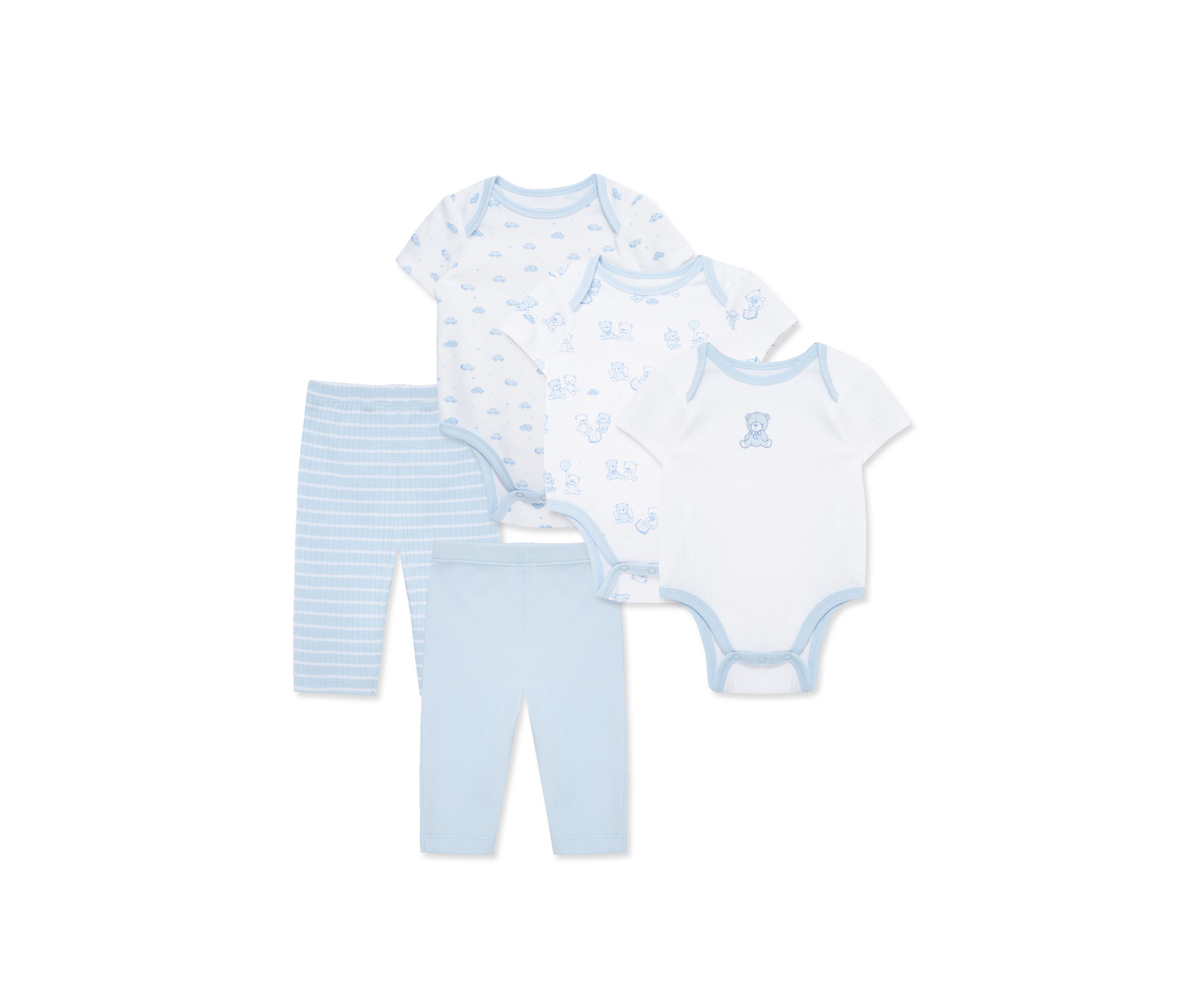 Baby Boys Bears 5 Piece Bodysuit and Pant Set