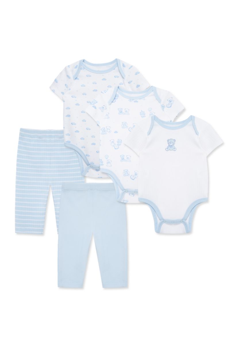 Baby Boys Bears 5 Piece Bodysuit and Pant Set